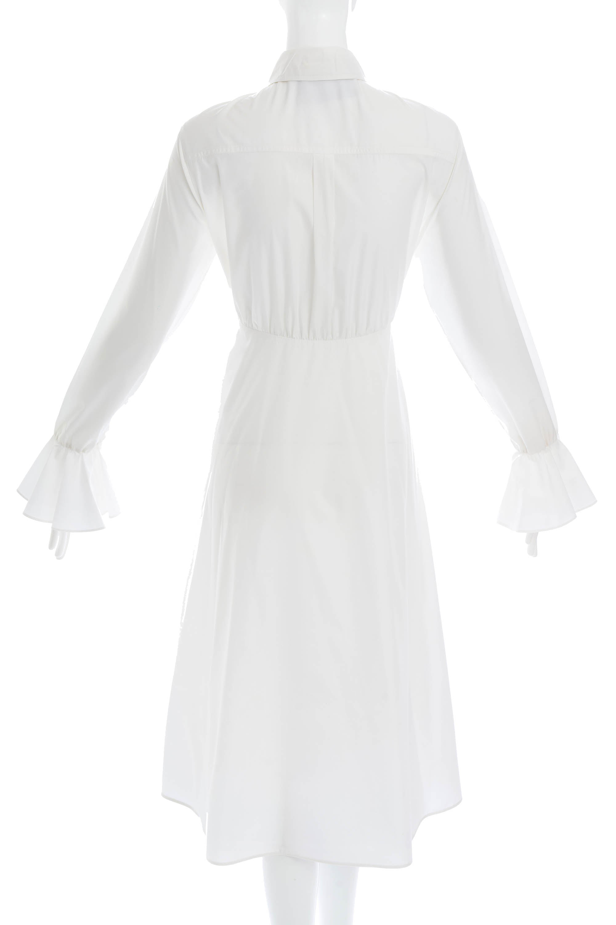 Valentino White Long Sleeve Shirt Dress Size 42/6