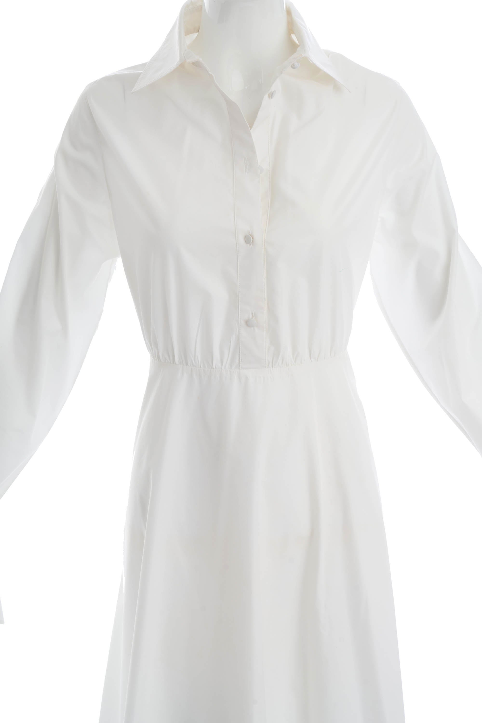 Valentino White Long Sleeve Shirt Dress Size 42/6