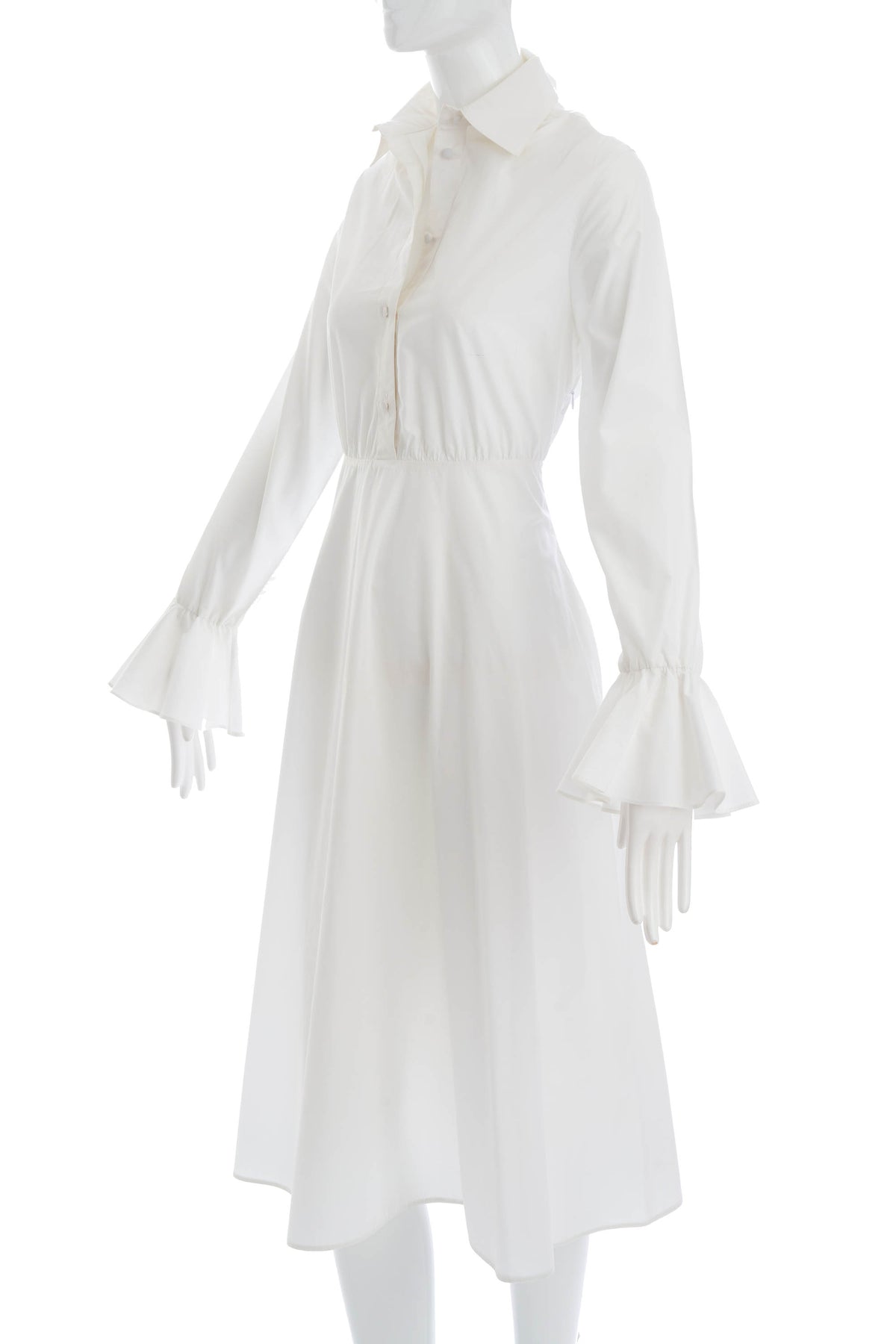 Valentino White Long Sleeve Shirt Dress Size 42/6