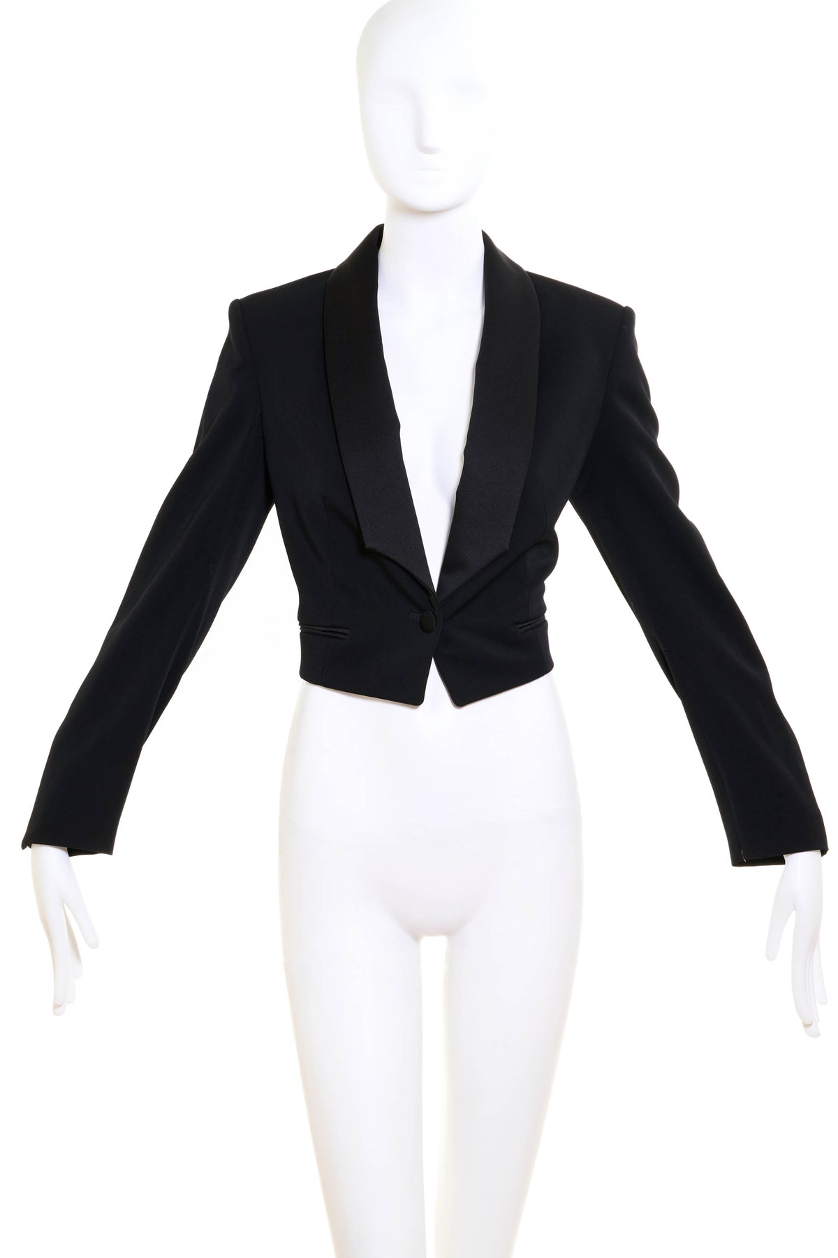 Yves Saint Laurent by Tom Ford Cropped Tuxedo Jacket 1980&#39;s