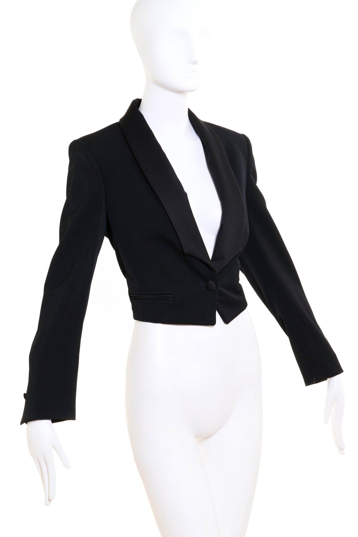 Yves Saint Laurent by Tom Ford Cropped Tuxedo Jacket 1980&#39;s