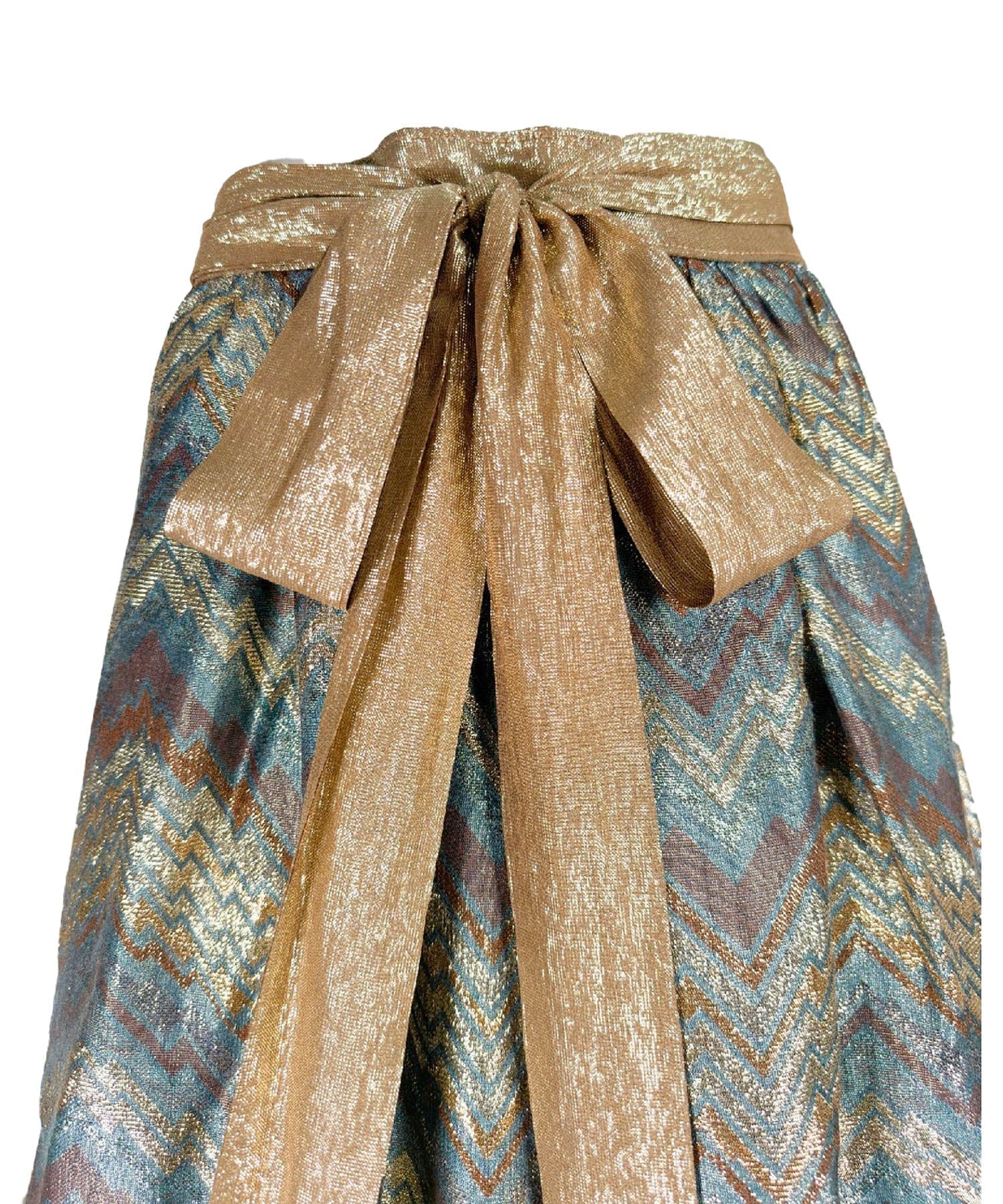 Adolfo Metallic Brocade Chevron Print Ball Skirt Saks Fifth Avenue 1970's