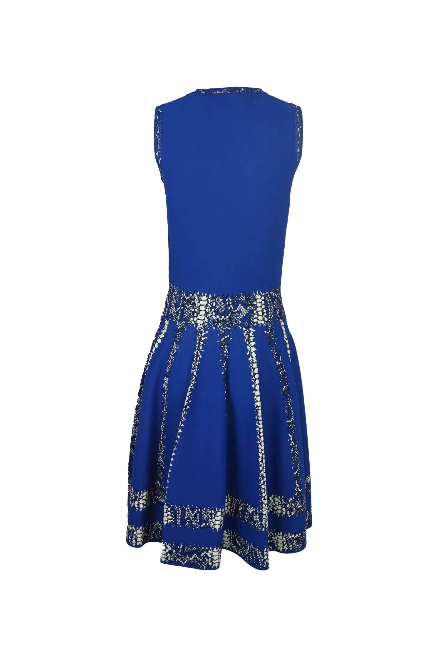 Alexander McQueen Blue Fit Flare Dress Resort 2015 - Foxy Couture Carmel