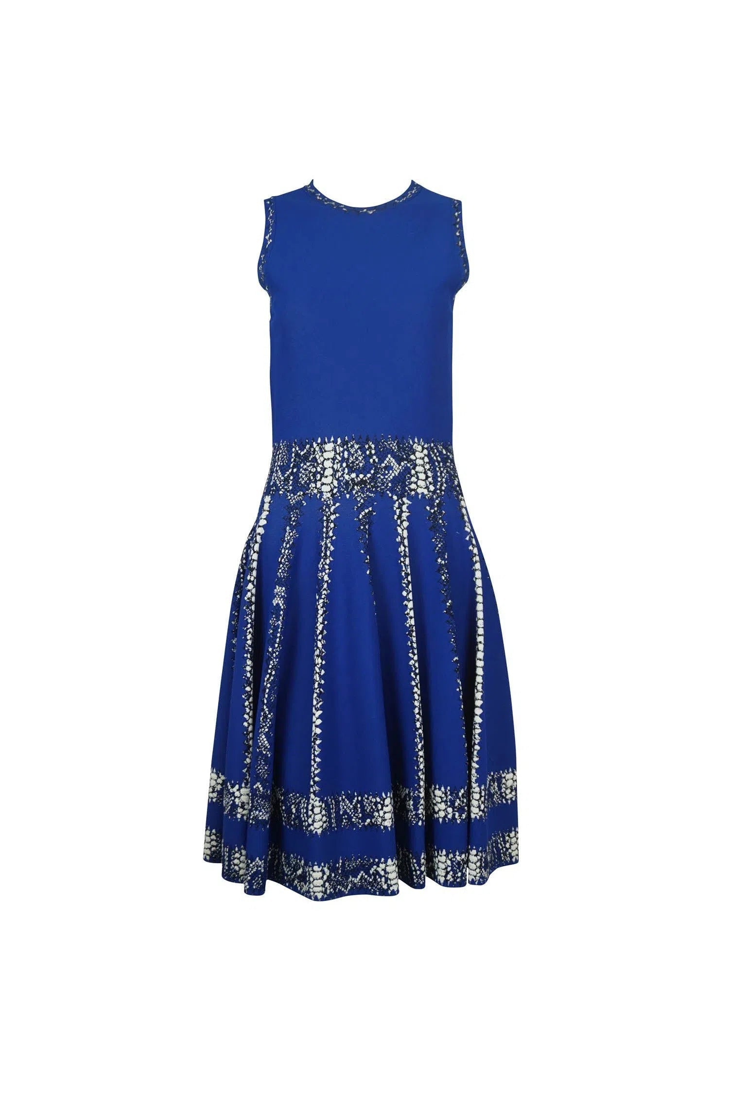 Alexander McQueen Blue Fit Flare Dress Resort 2015 - Foxy Couture Carmel Alexander McQueen Blue Fit Flare Dress Resort 2015 - Foxy Couture Carmel