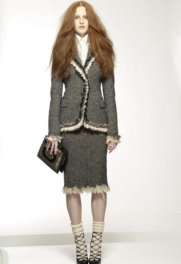 Alexander McQueen Herringbone Tweed Suit - Foxy Couture Carmel