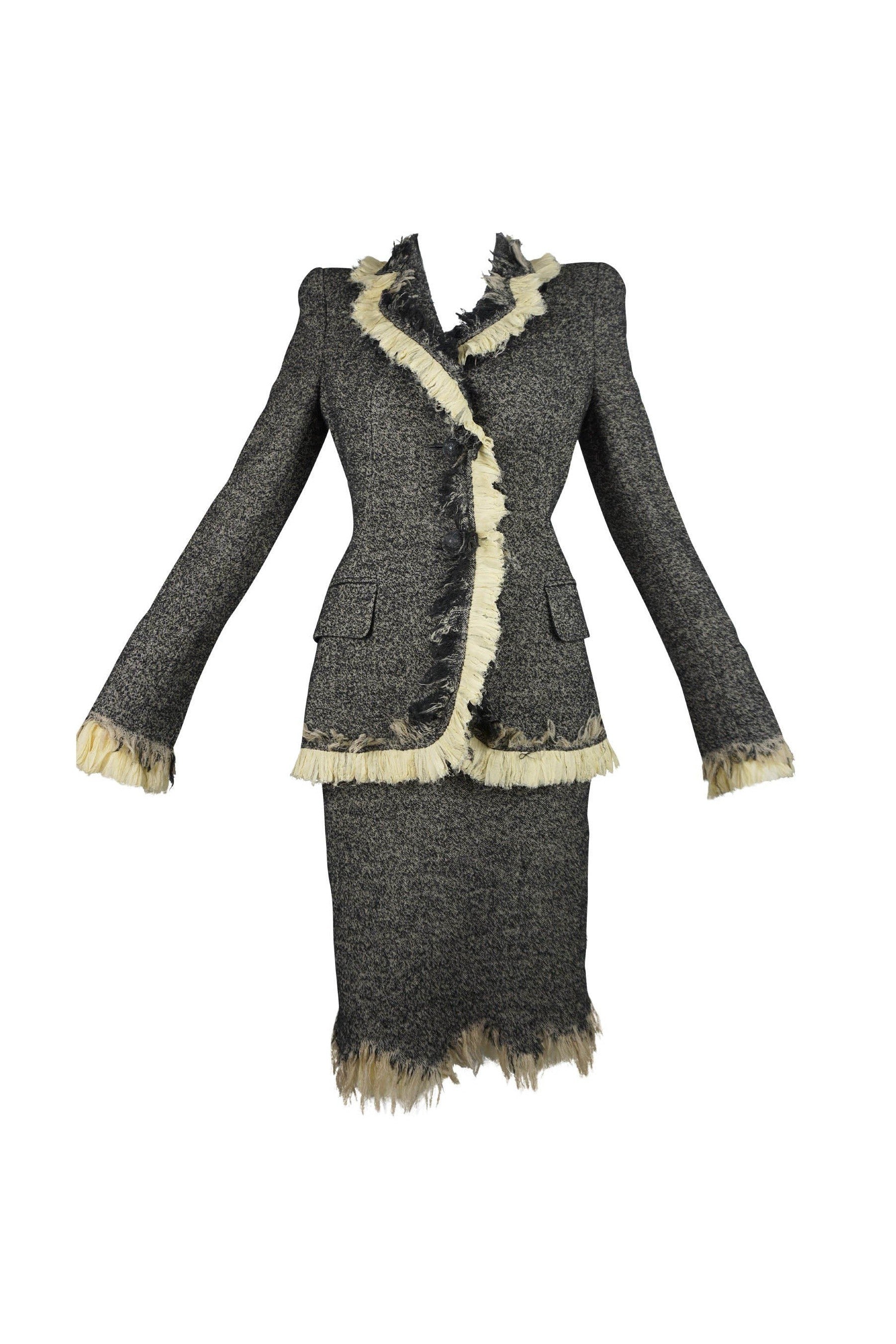 Alexander McQueen Herringbone Tweed Suit - Foxy Couture Carmel