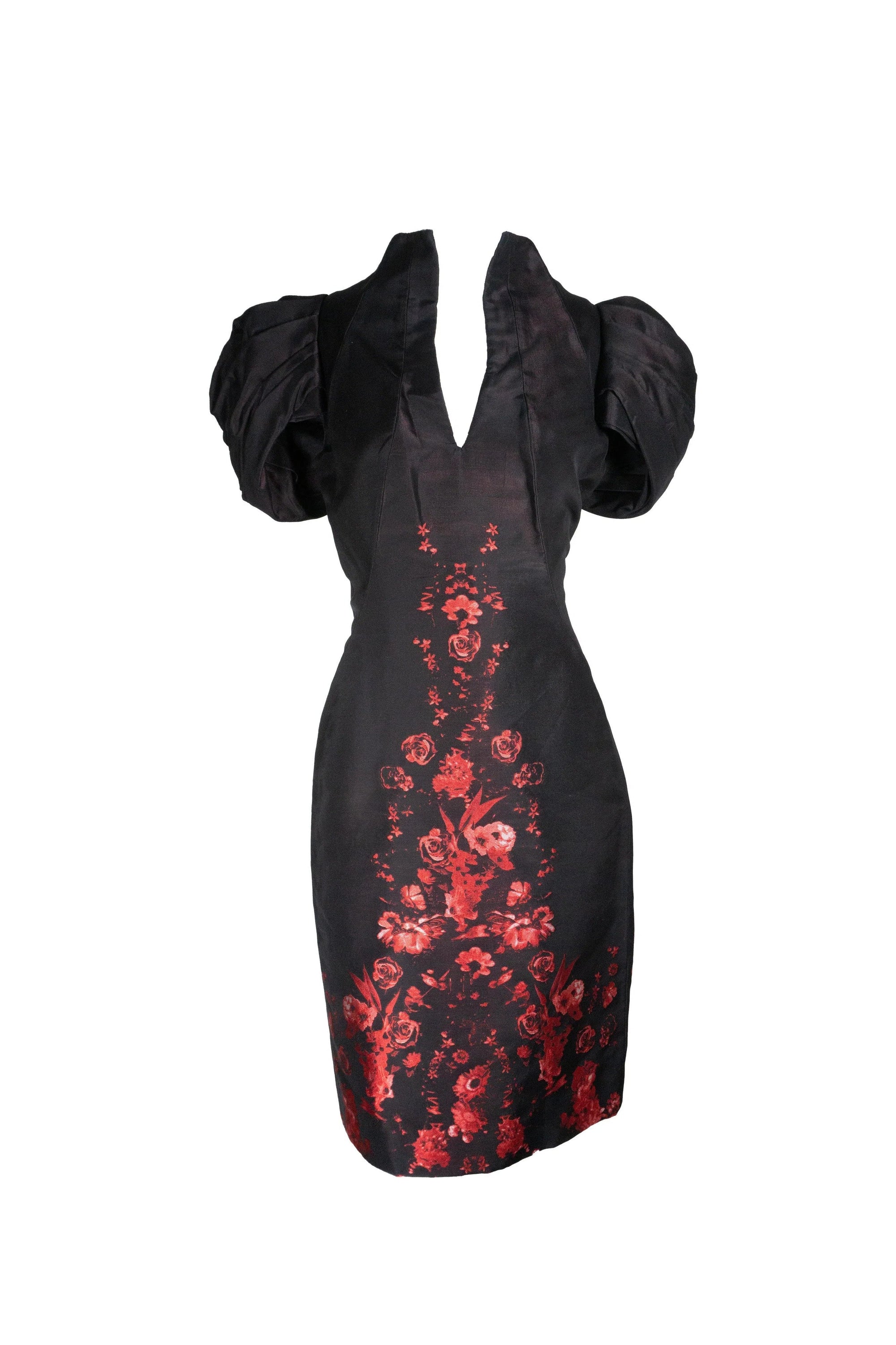 Alexander McQueen Silk Embroidered Wiggle Dress 2009 - Foxy Couture Carmel