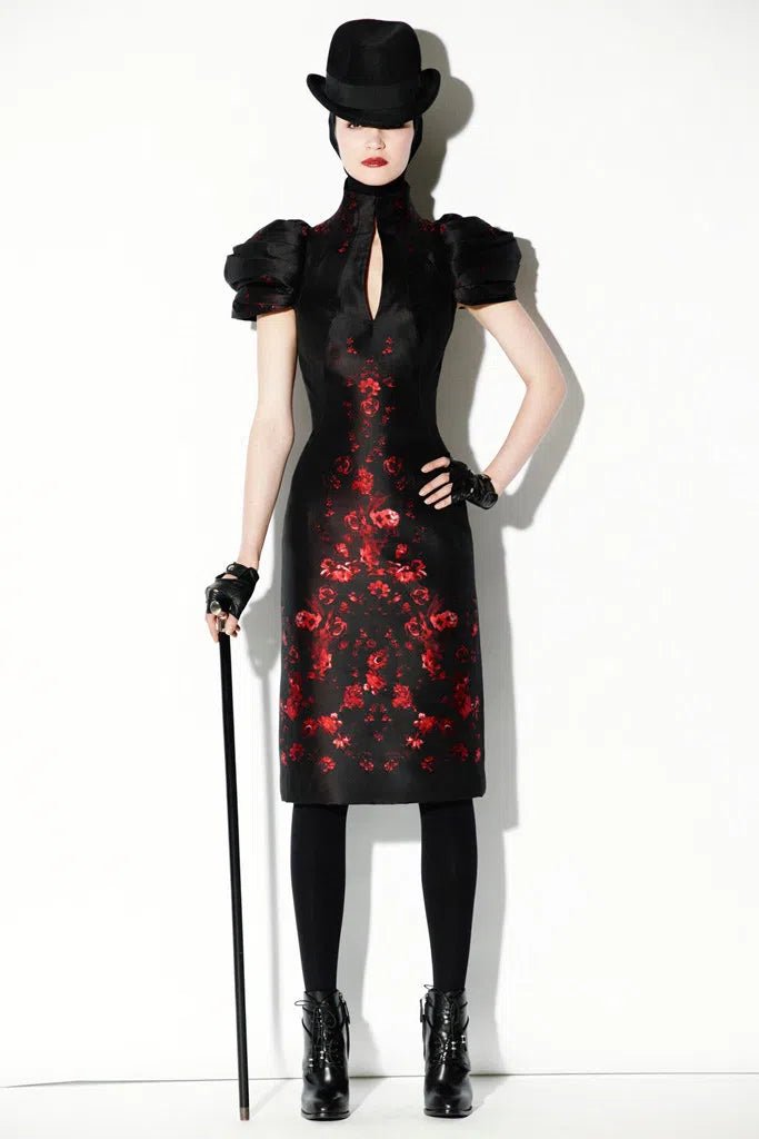 Alexander McQueen Silk Embroidered Wiggle Dress 2009