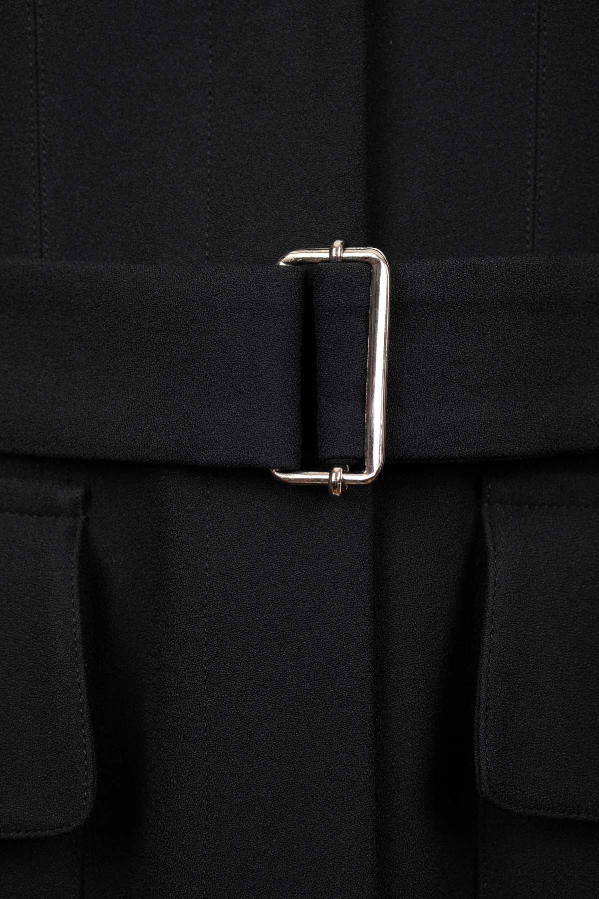 Alexander McQueen Black Pleated Trench Coat with Belt Size 46