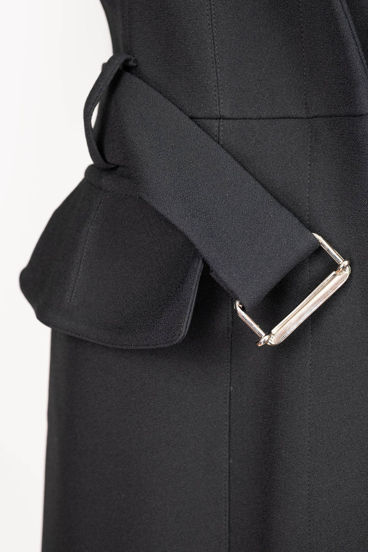 Alexander McQueen Black Pleated Trench Coat with Belt Size 46