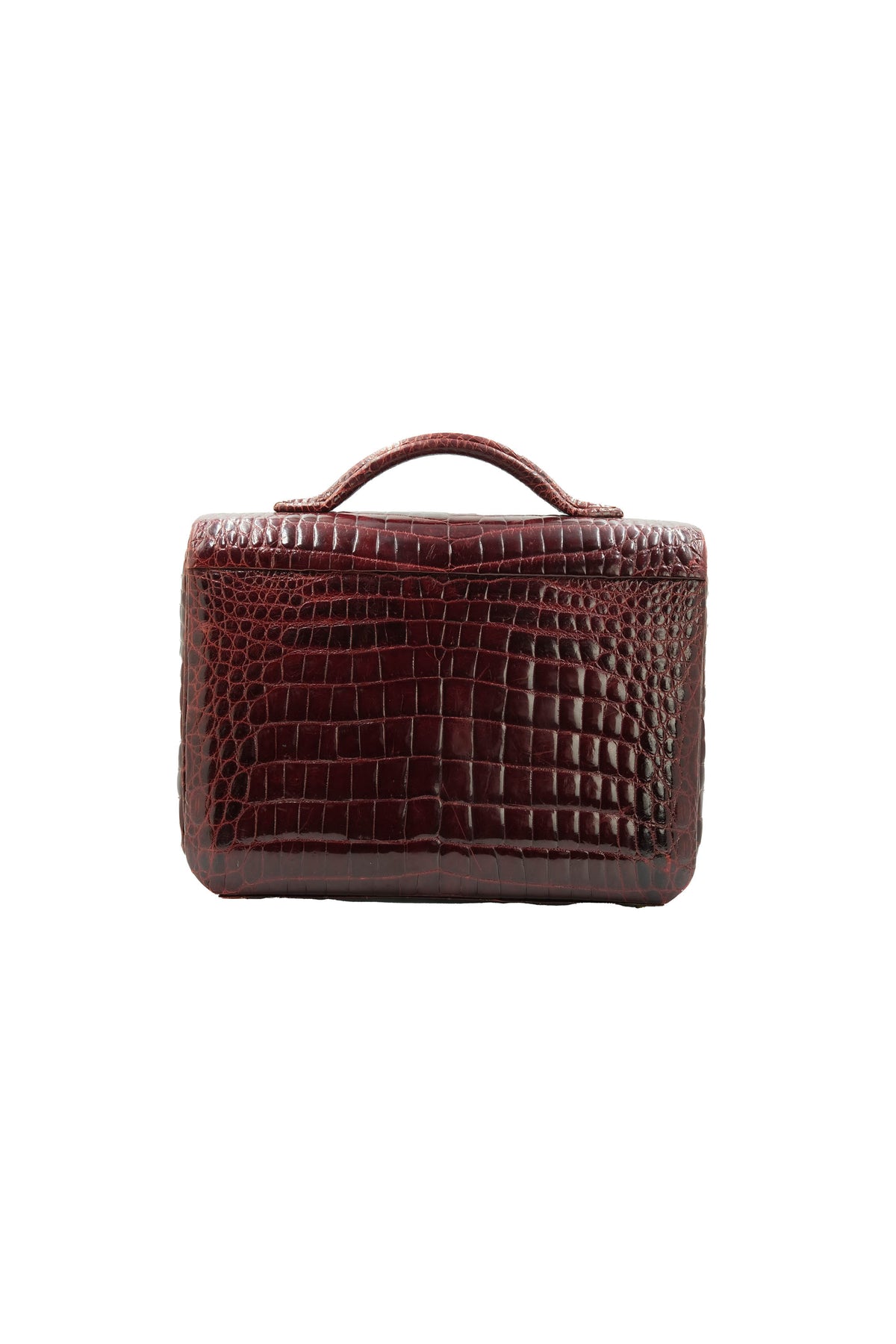 Battaglia Vintage Maroon Crocodile Jewelry Travel Case 1940&#39;s-60&#39;s