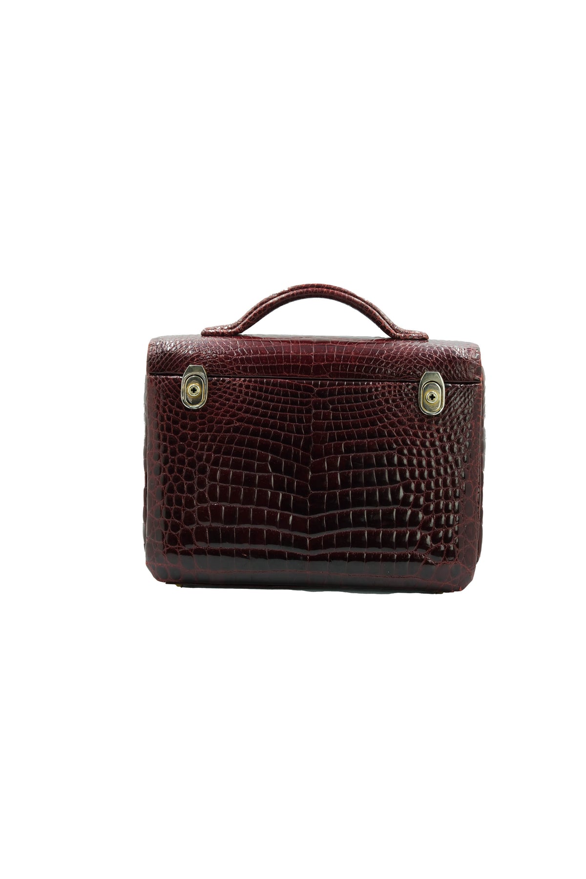 Battaglia Vintage Maroon Crocodile Jewelry Travel Case 1940&#39;s-60&#39;s