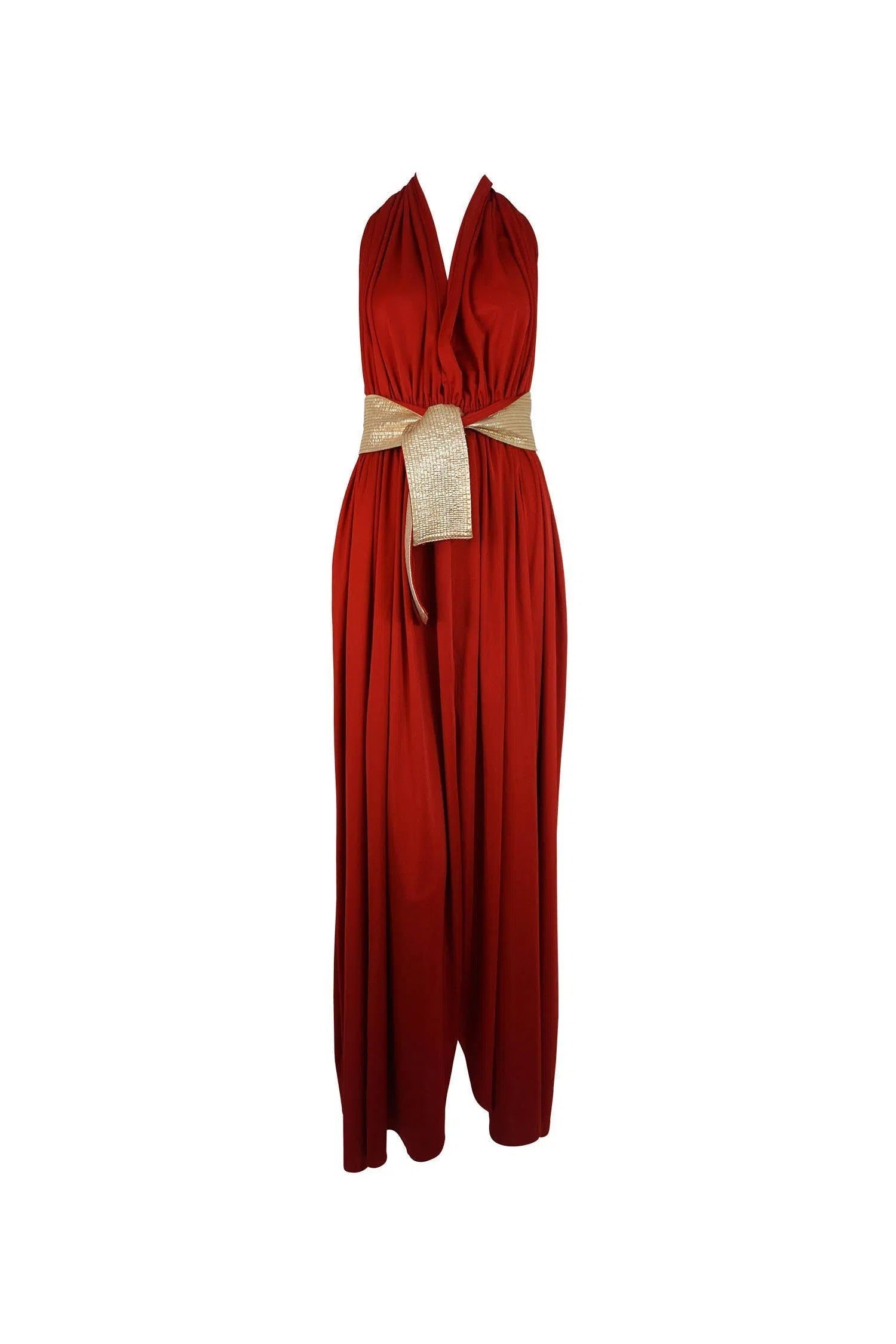 Bill Tice Red Jersey Gown Vintage 1970s - Foxy Couture Carmel