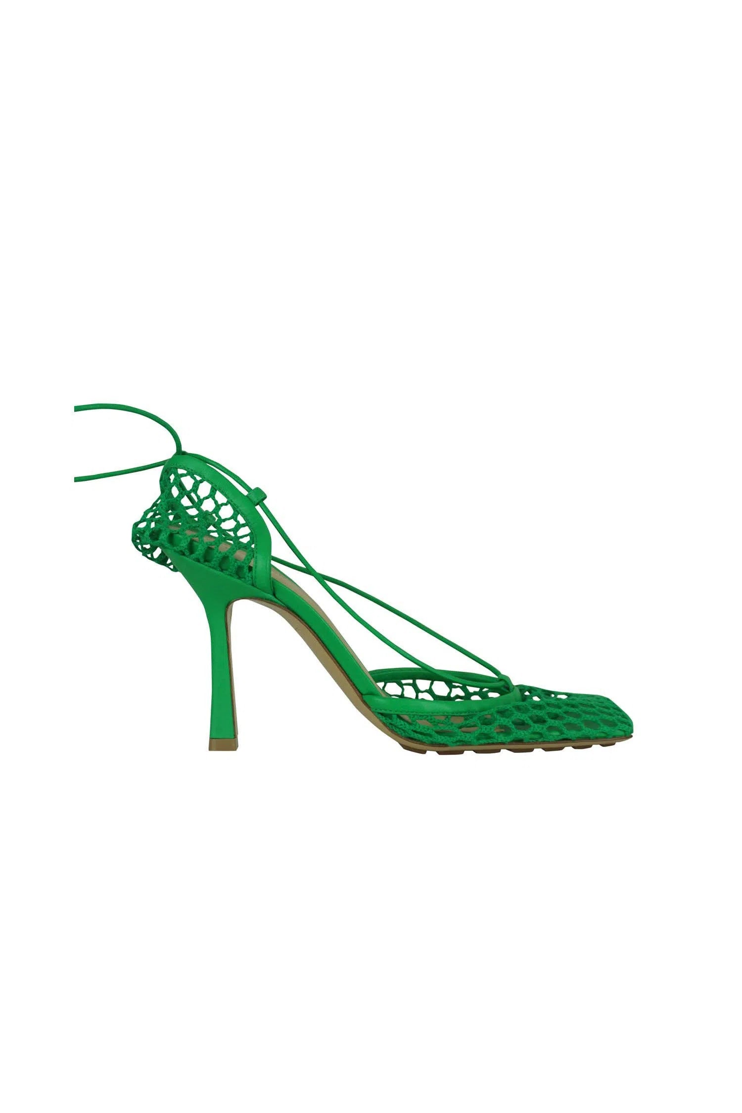 Bottega Veneta Kelly Green Crochet Square Toe Sandals