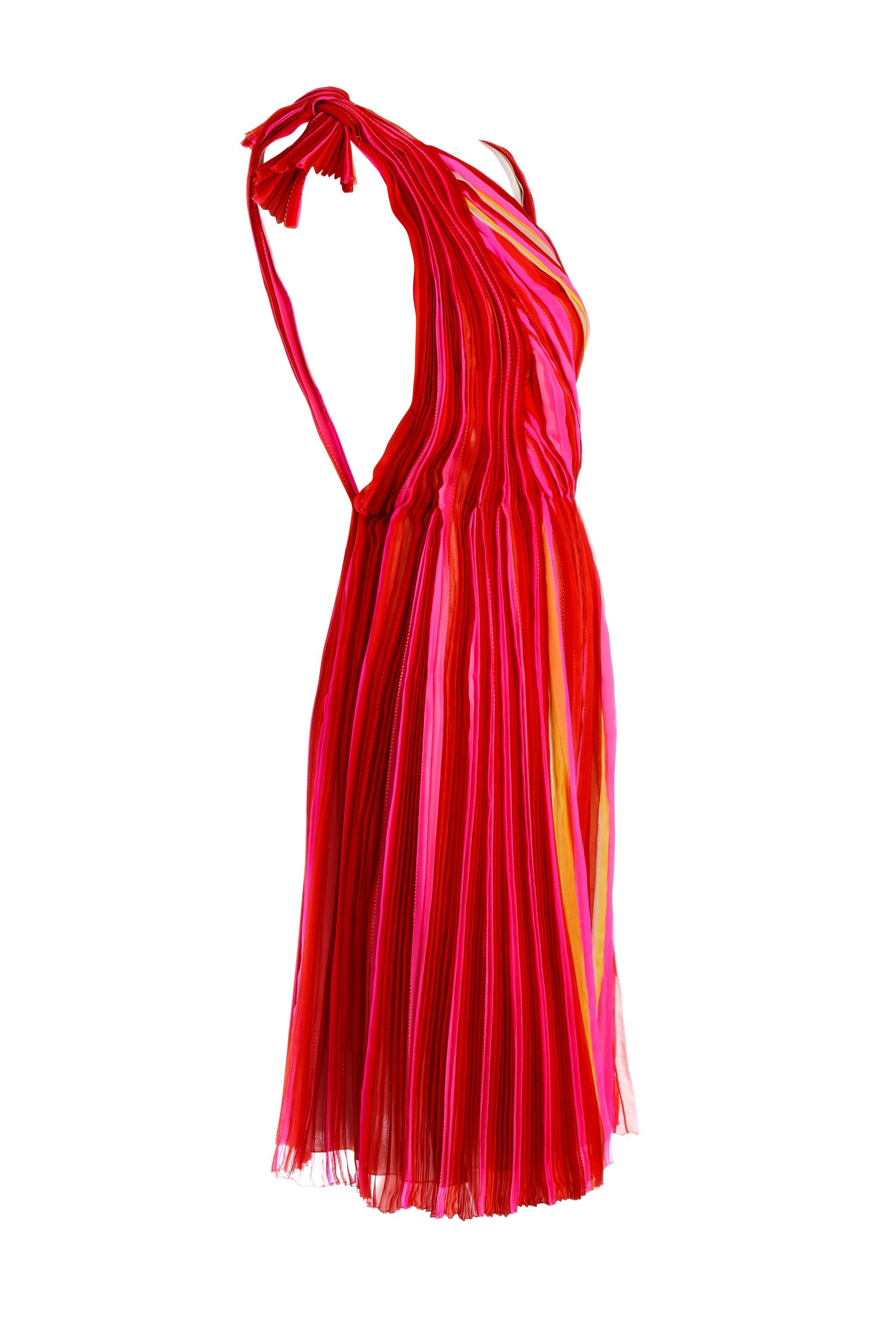 Bottega Veneta Pleated Red Dress - Foxy Couture Carmel