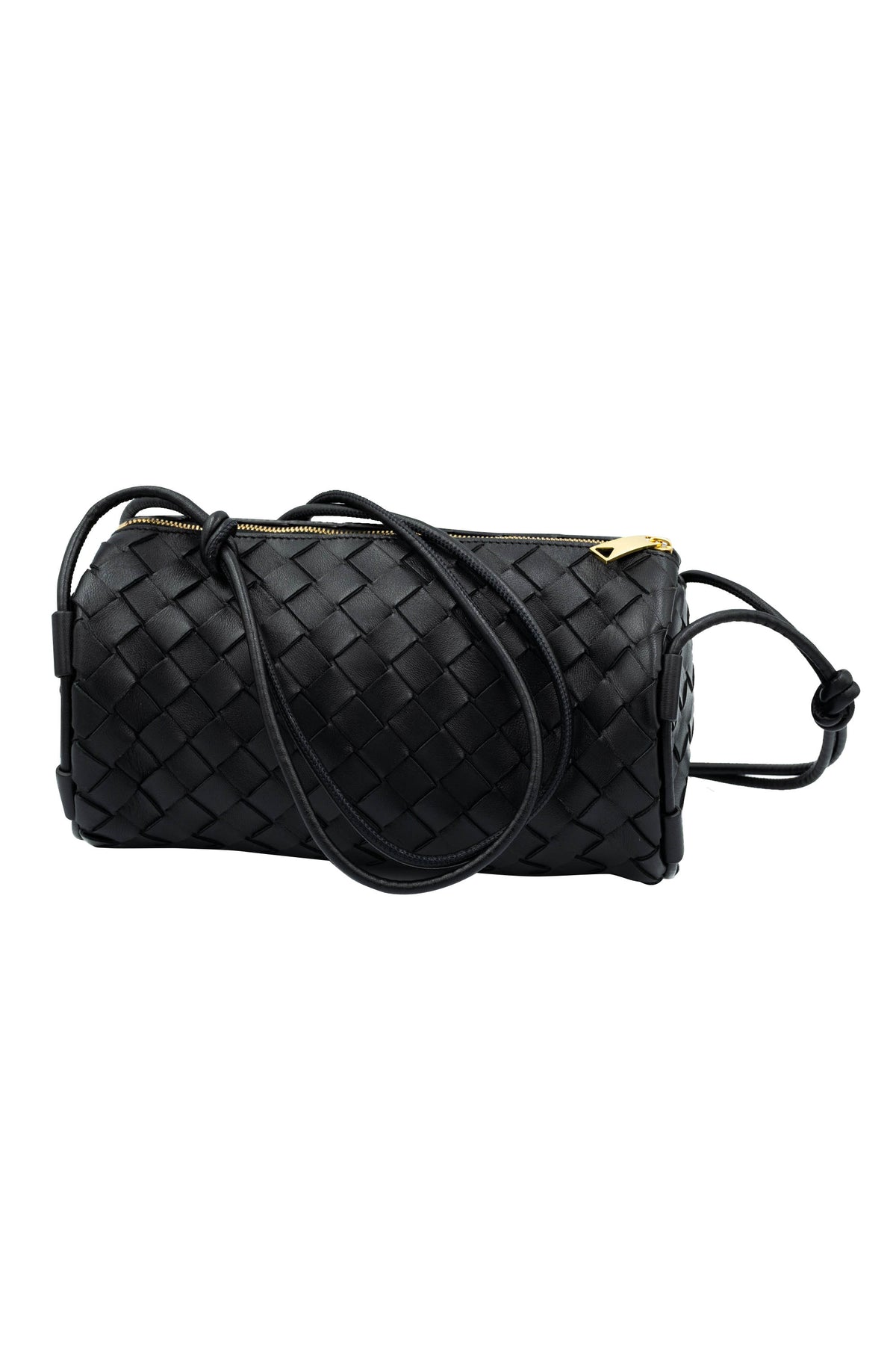 Bottega Veneta Black Medium Intrecciatto Barrel Bag Purse&nbsp;