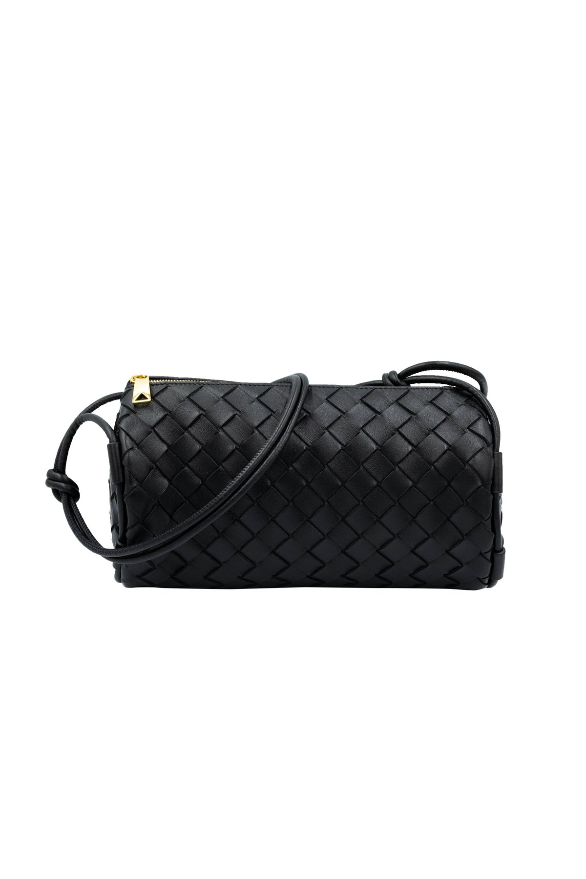 Bottega Veneta Black Medium Intrecciatto Barrel Bag Purse&nbsp;