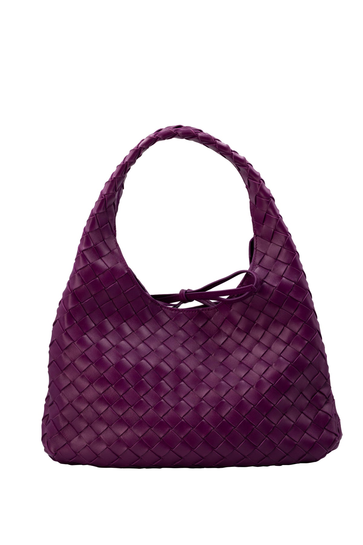 Bottega Veneta Size Large Woven Hobo Bag "campana" Beet Root Purse