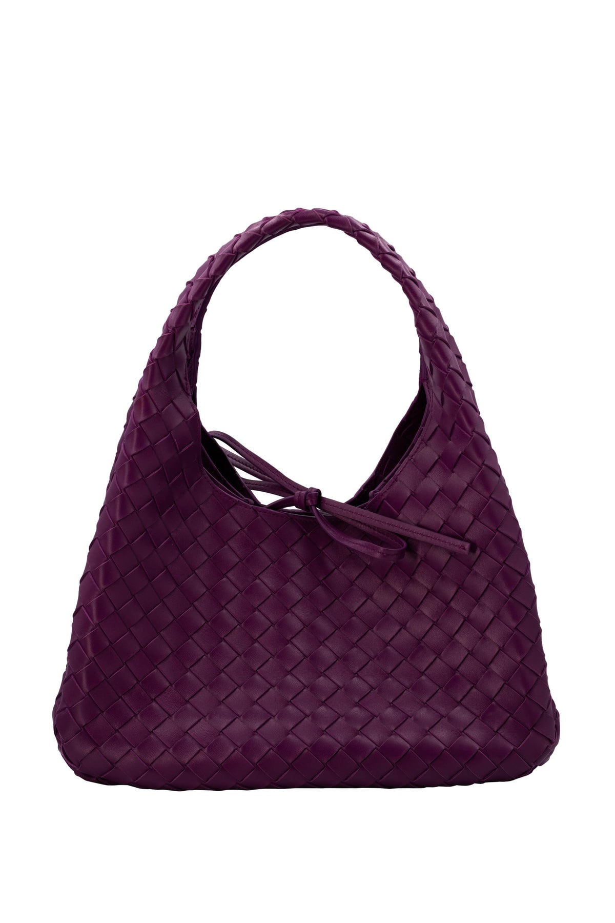 Bottega Veneta Size Large Woven Hobo Bag "campana" Beet Root Purse