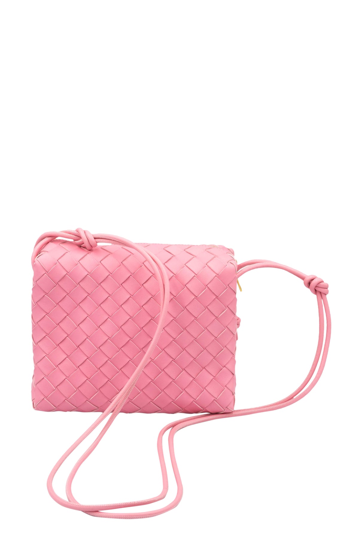 Bottega Veneta Ribbon Pink Intrecciato Loop Shoulder Purse