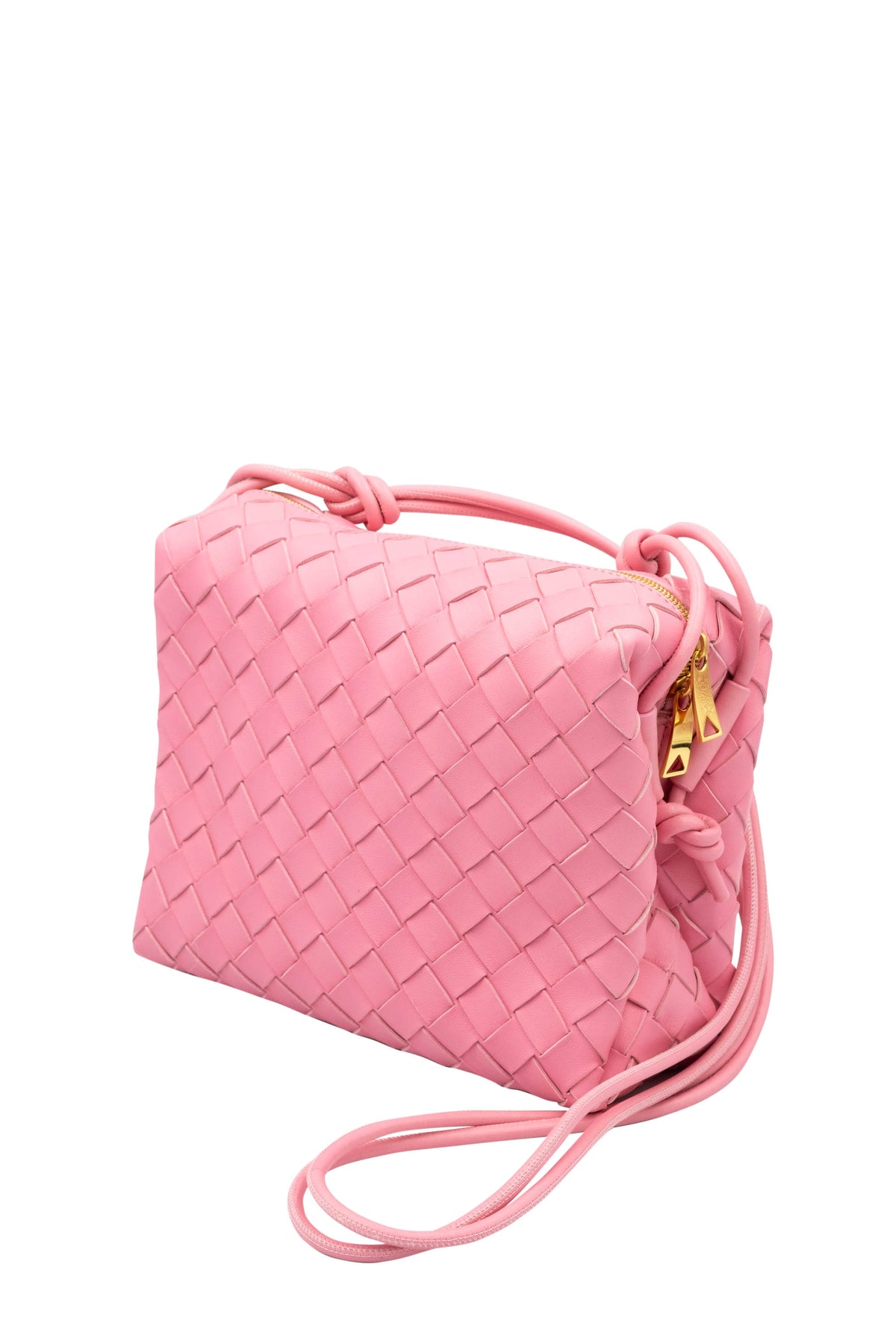 Bottega Veneta Ribbon Pink Intrecciato Loop Shoulder Purse