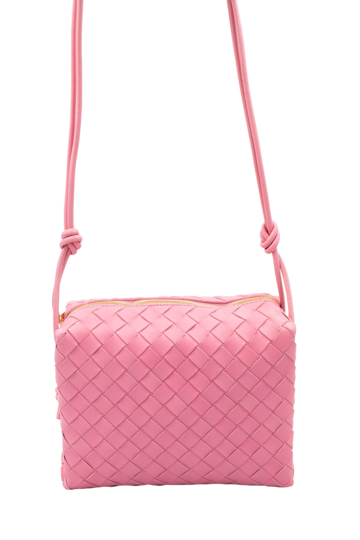 Bottega Veneta Ribbon Pink Intrecciato Loop Shoulder Purse