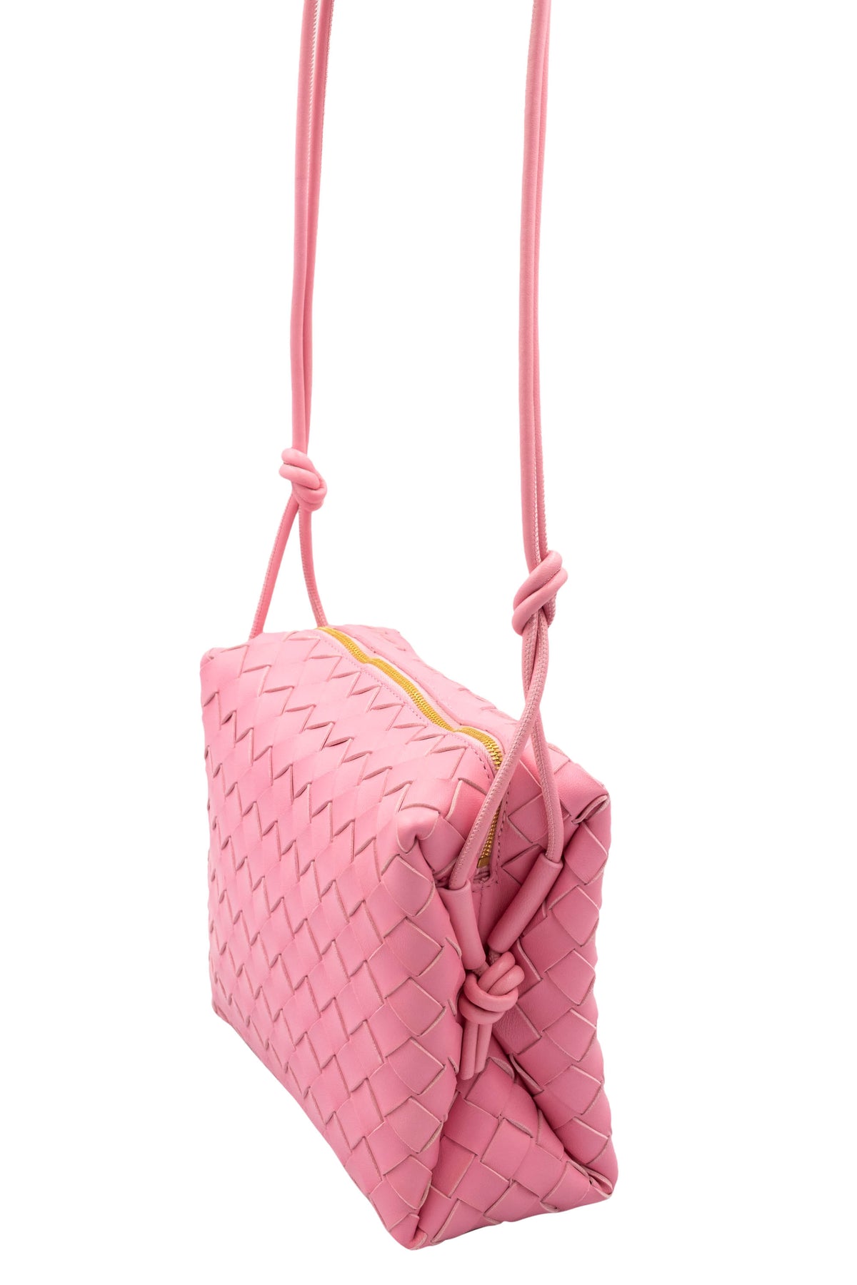 Bottega Veneta Ribbon Pink Intrecciato Loop Shoulder Purse