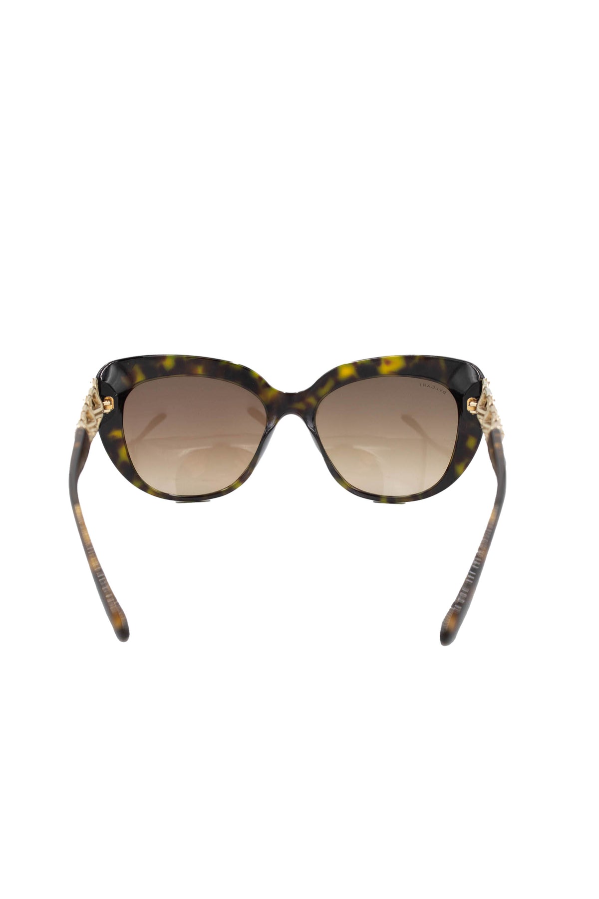 Bulgari Tortoise Sunglasses With Gold and Crystal Arms