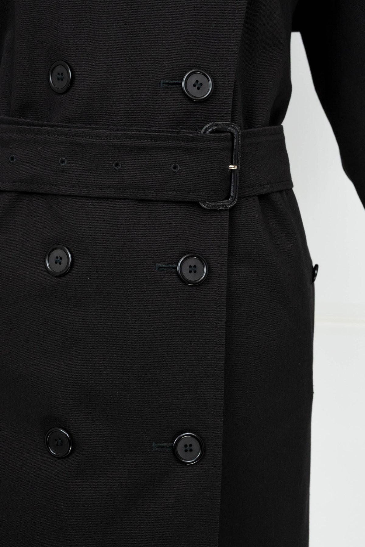 Burberry London Black Alex Trench Coat Wool Lining Size 6 XXLong