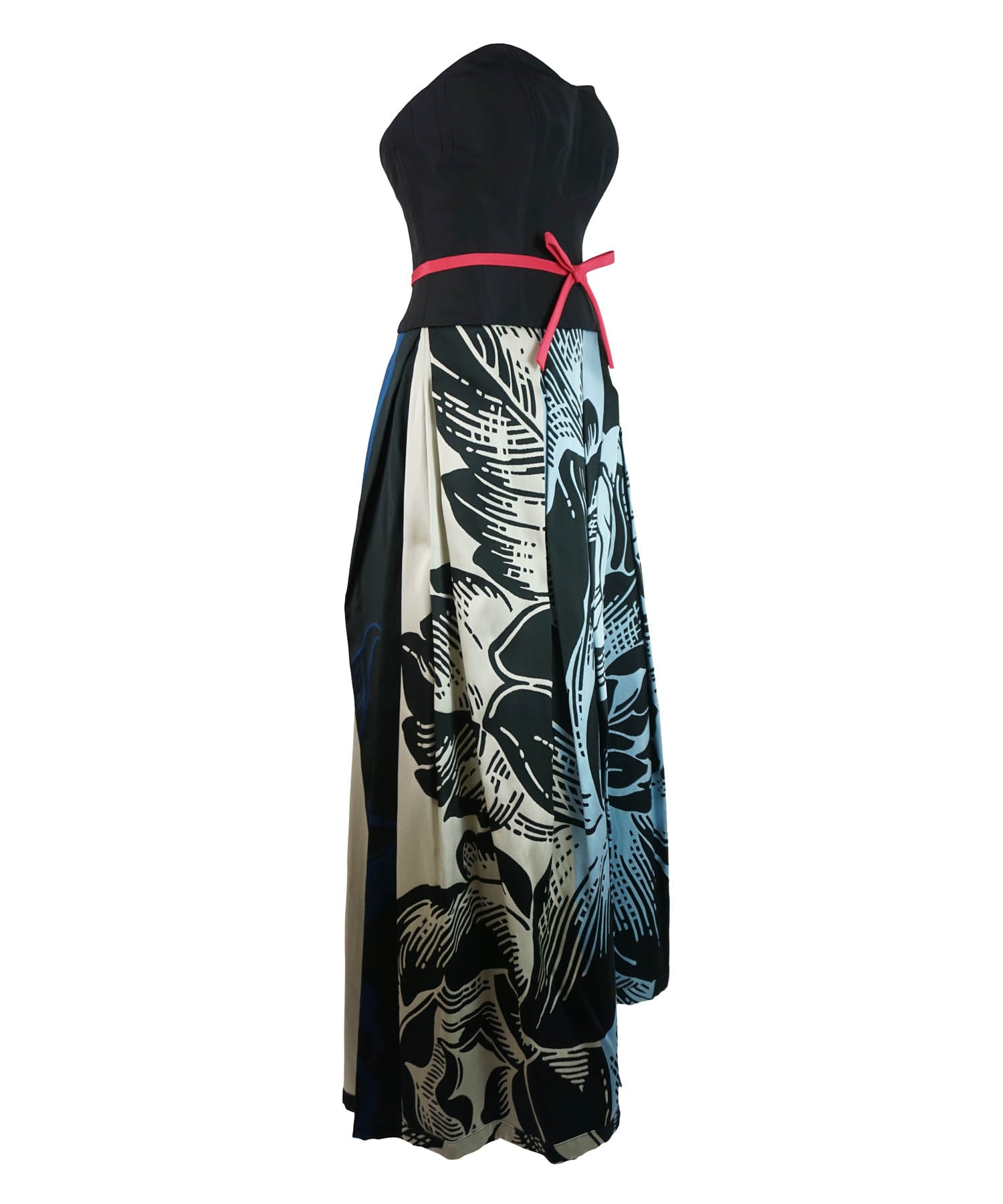 Carolina Herrera Floral Print Strapless Gown 6