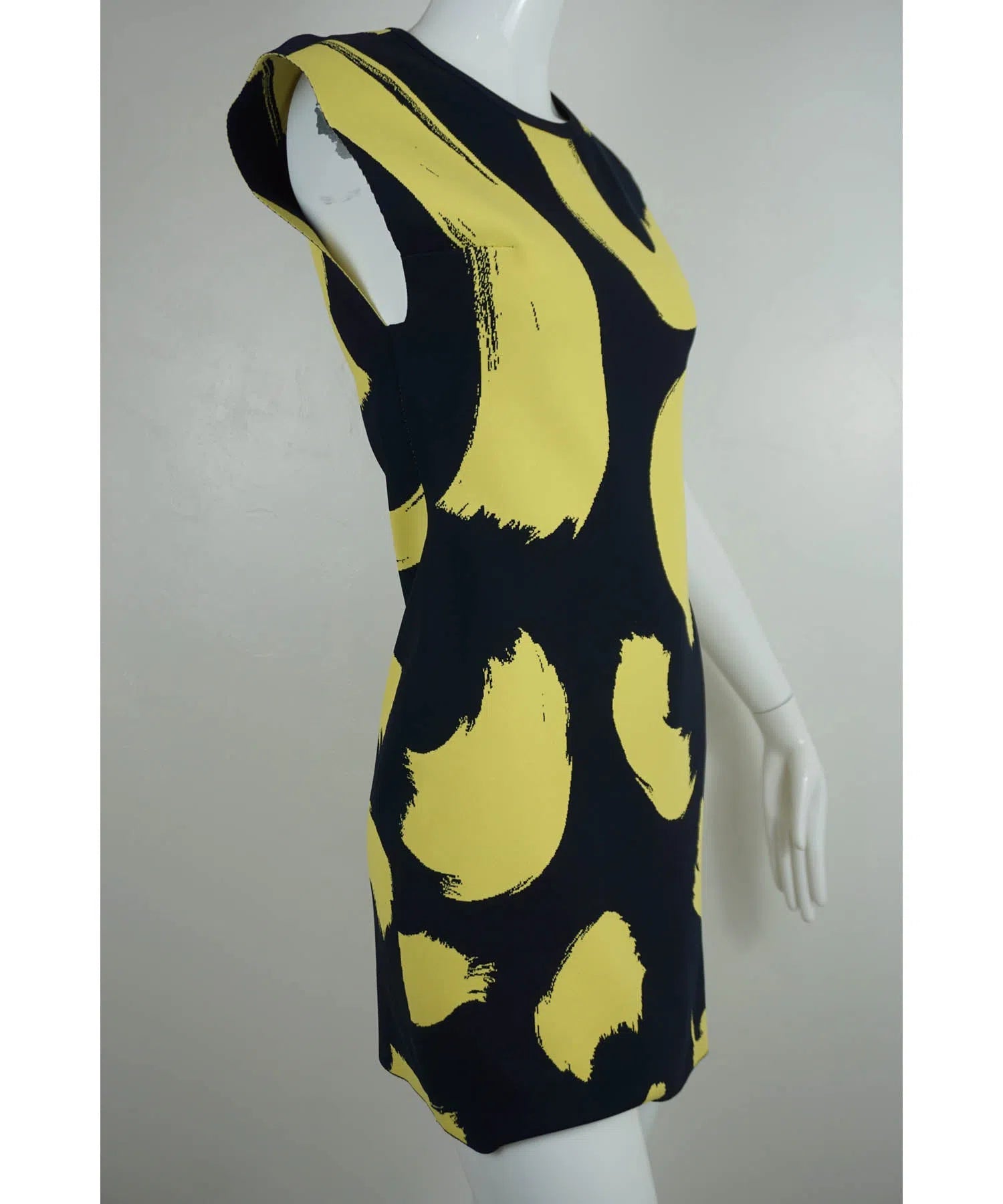 Celine by Phoebe Philo Yellow Brushstroke Dress 2014 Spring