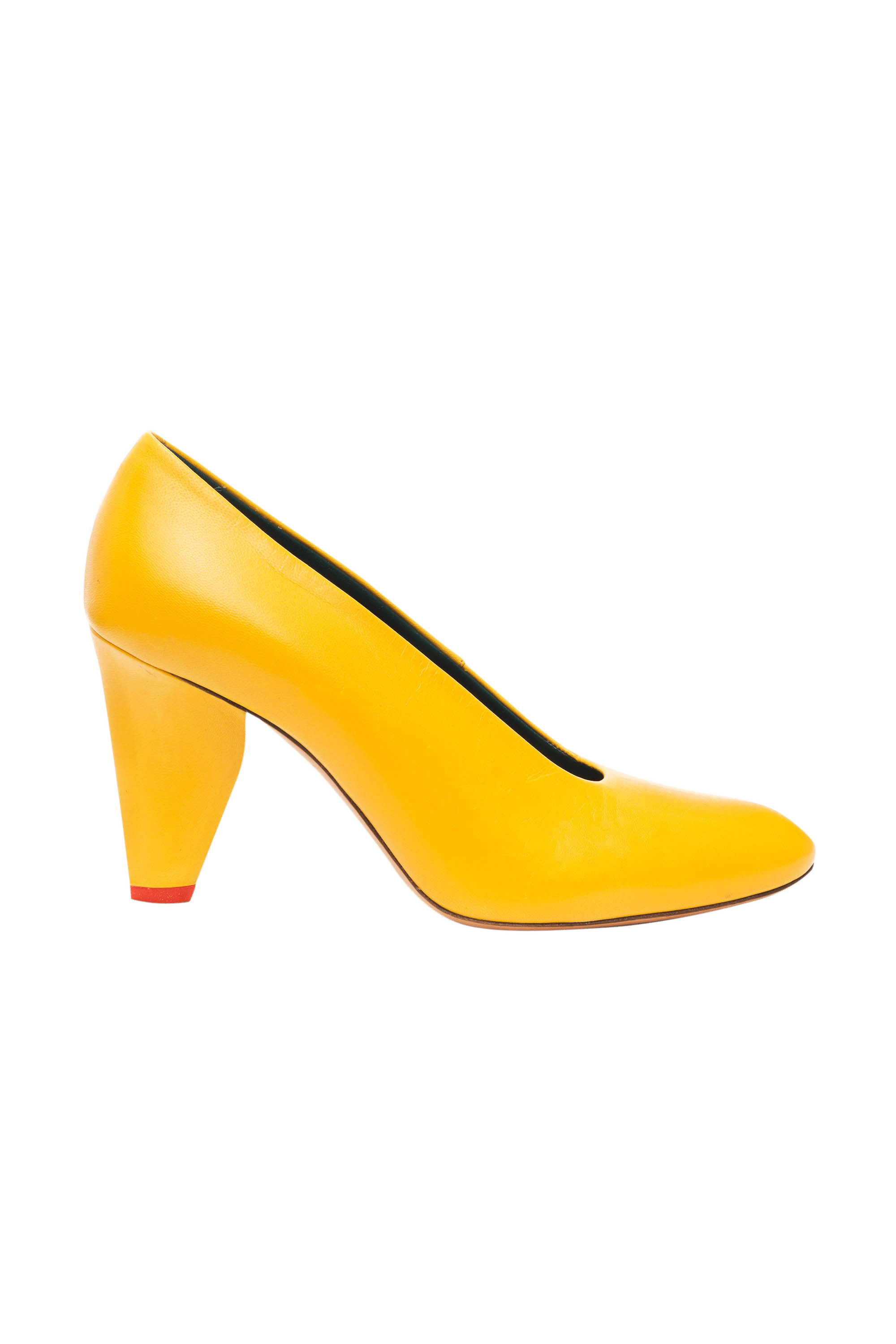 Celine Yellow Pumps with Red Heel Size 36 - Foxy Couture Carmel