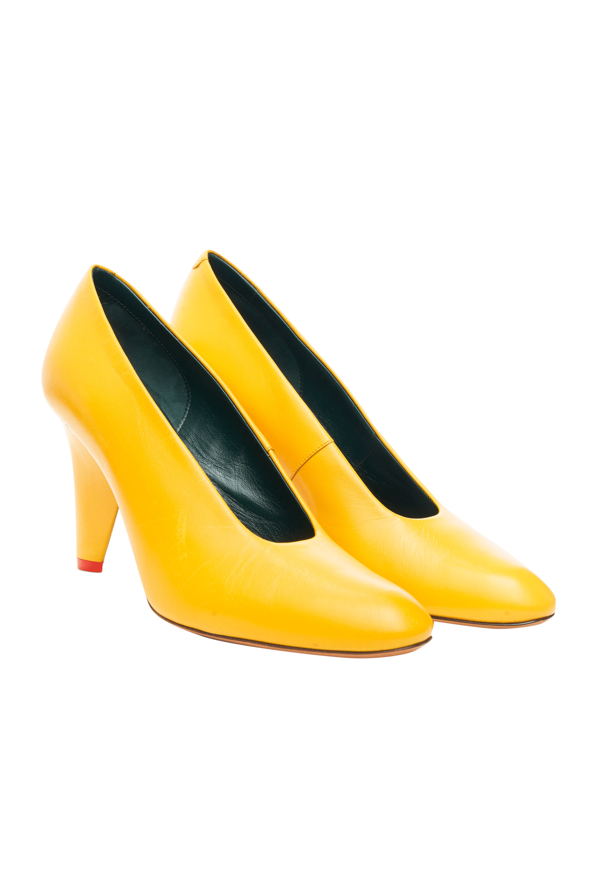 Celine Yellow Pumps with Red Heel Size 36 - Foxy Couture Carmel