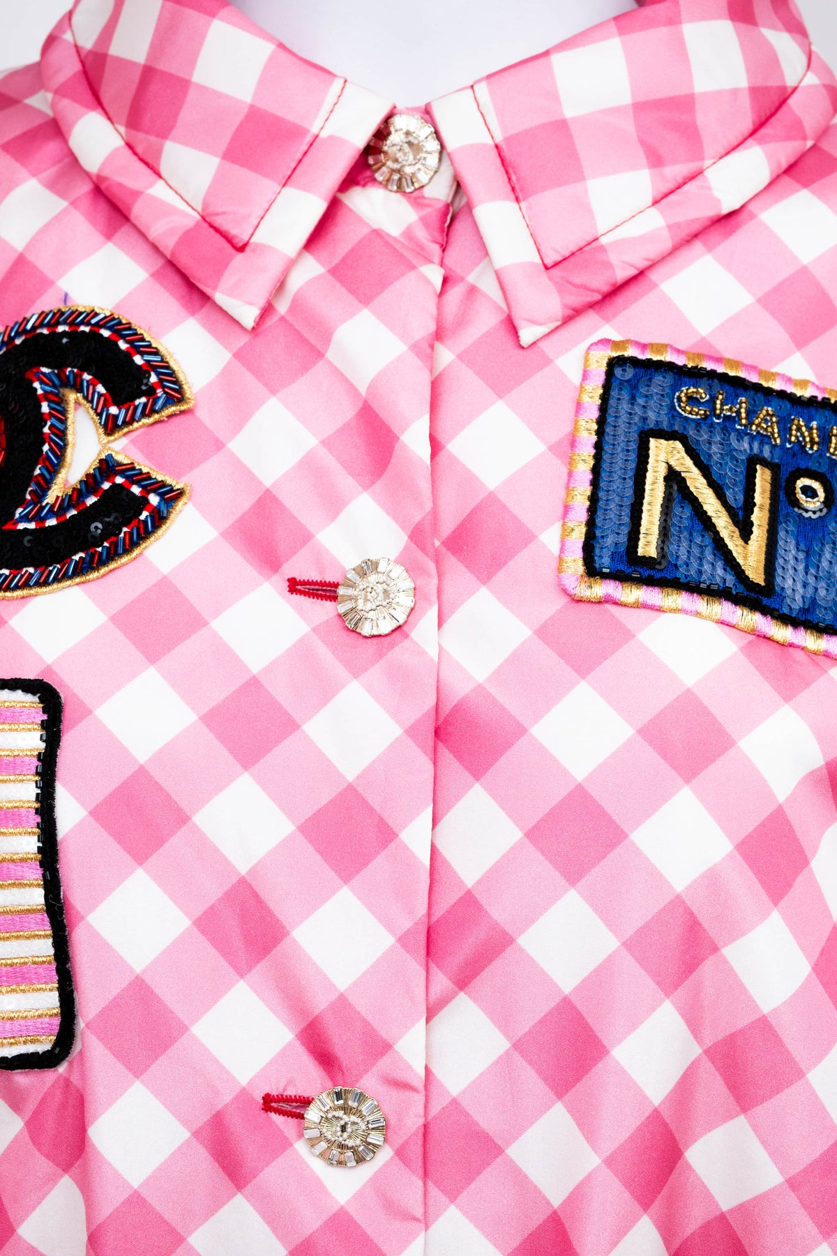 Chanel Pink Gingham Formula 1 Track Jacket 2023 Cruise Collection Size 38/6