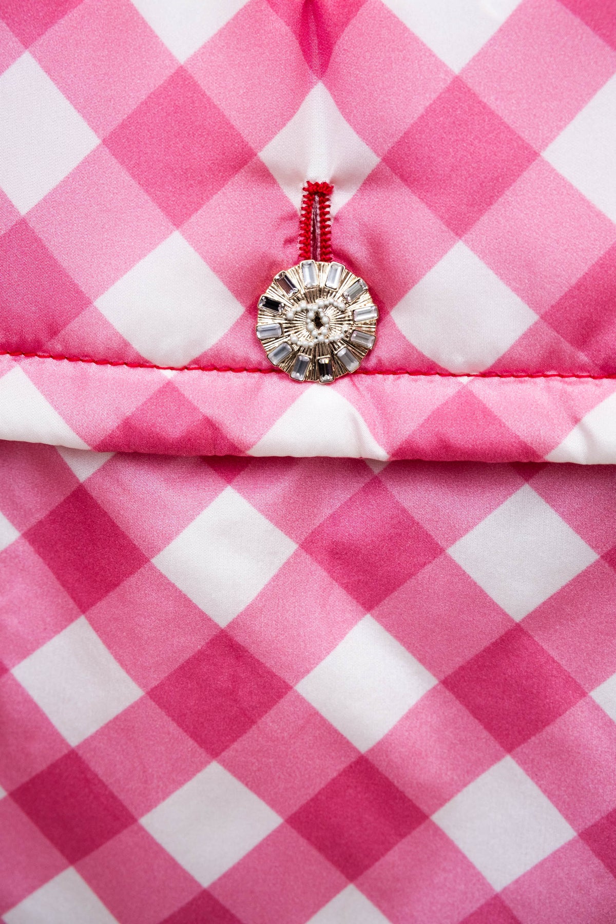 Chanel Pink Gingham Formula 1 Track Jacket 2023 Cruise Collection Size 38/6