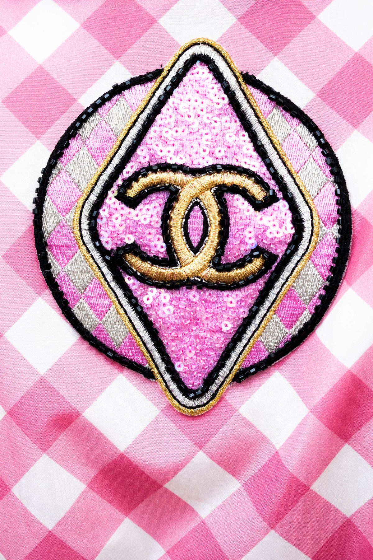 Chanel Pink Gingham Formula 1 Track Jacket 2023 Cruise Collection Size 38/6