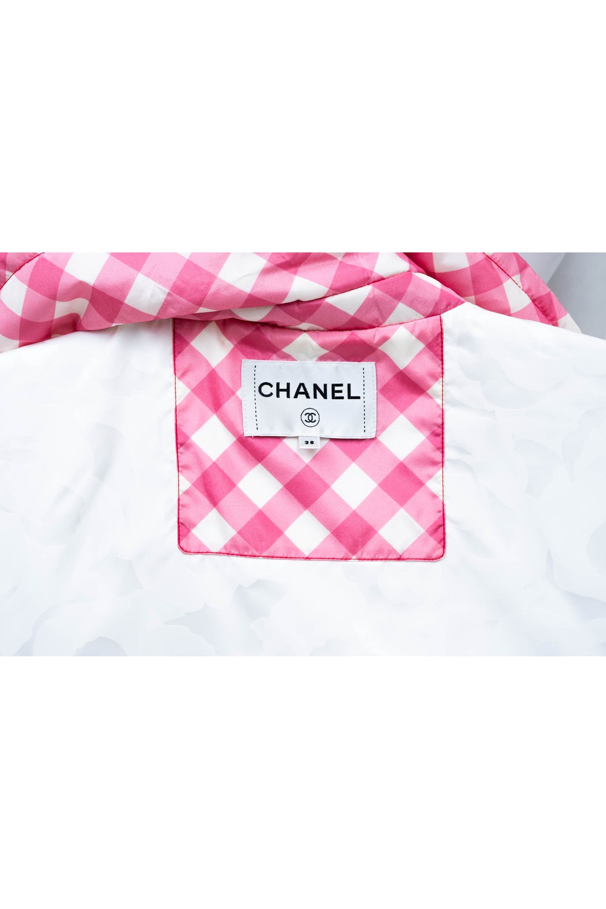Chanel Pink Gingham Formula 1 Track Jacket 2023 Cruise Collection Size 38/6