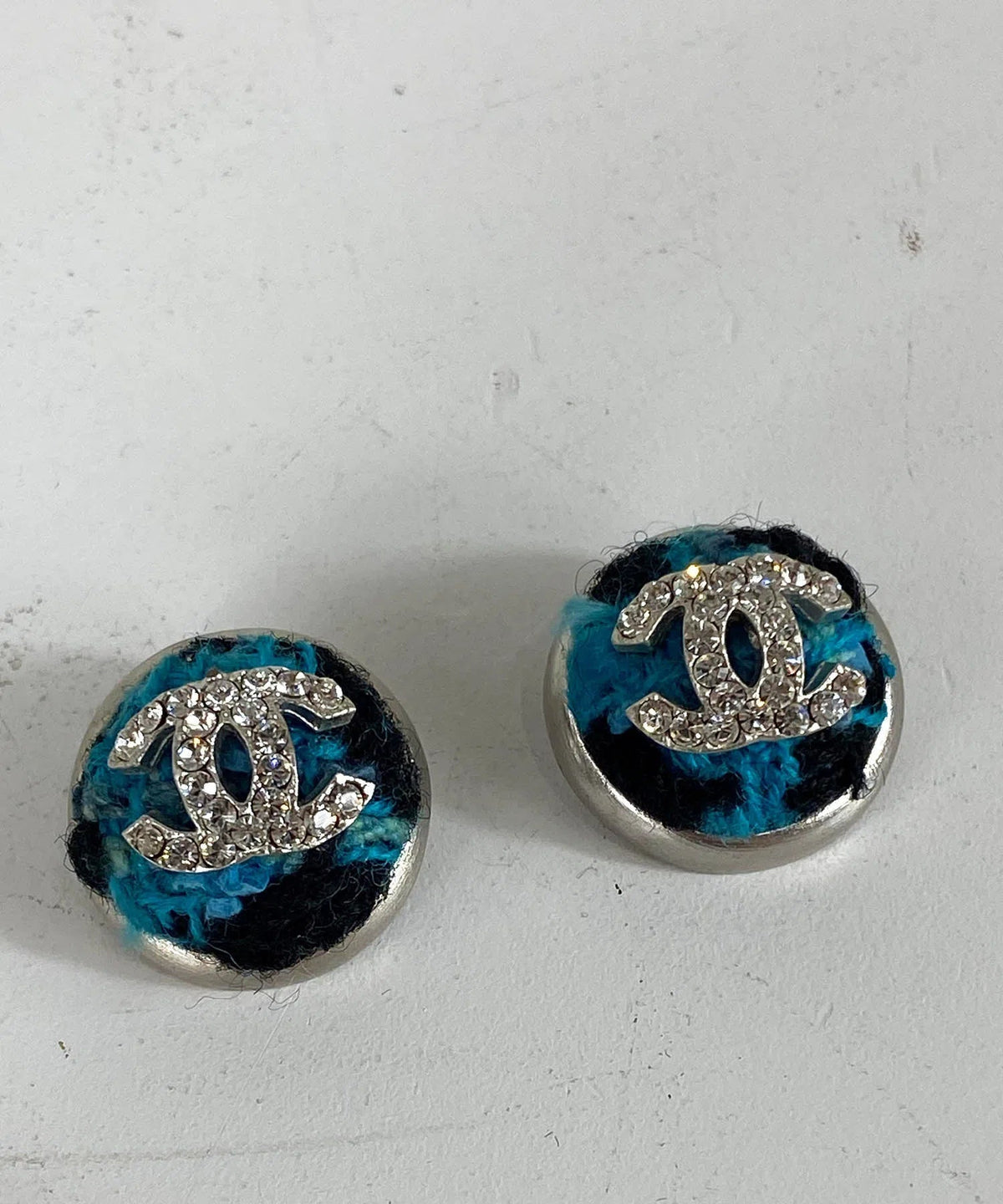 Chanel 2007P Tweed CC Earrings