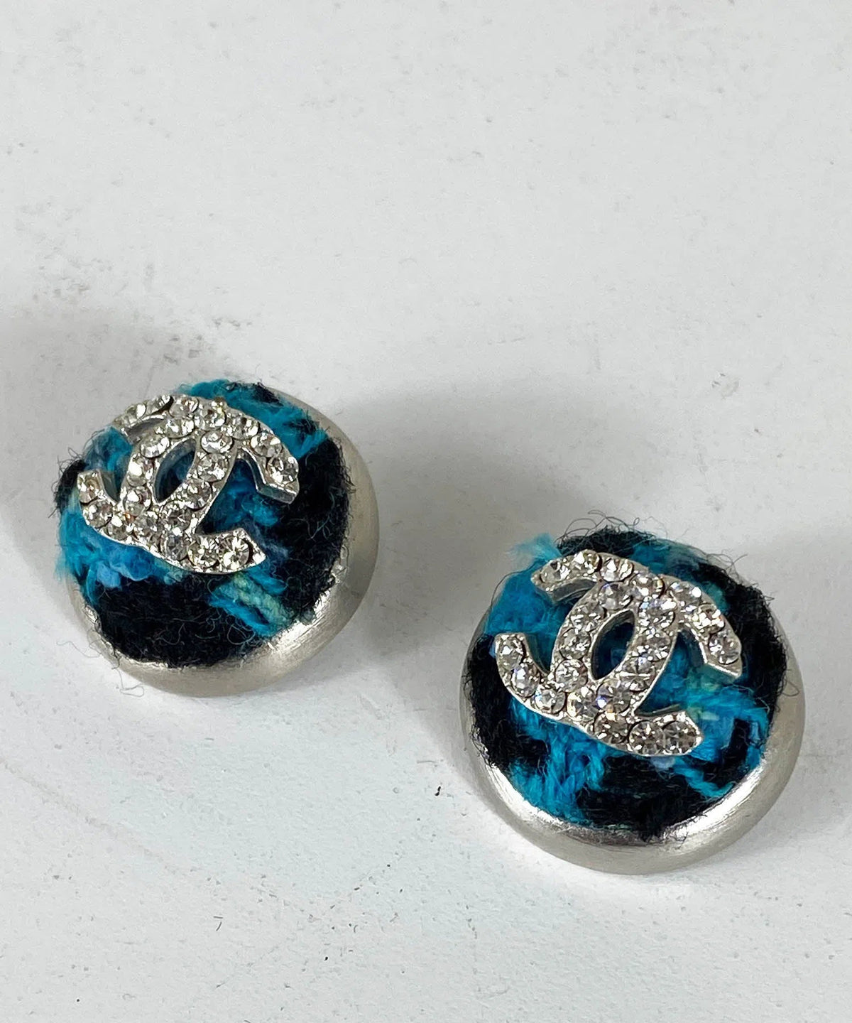 Chanel 2007P Tweed CC Earrings