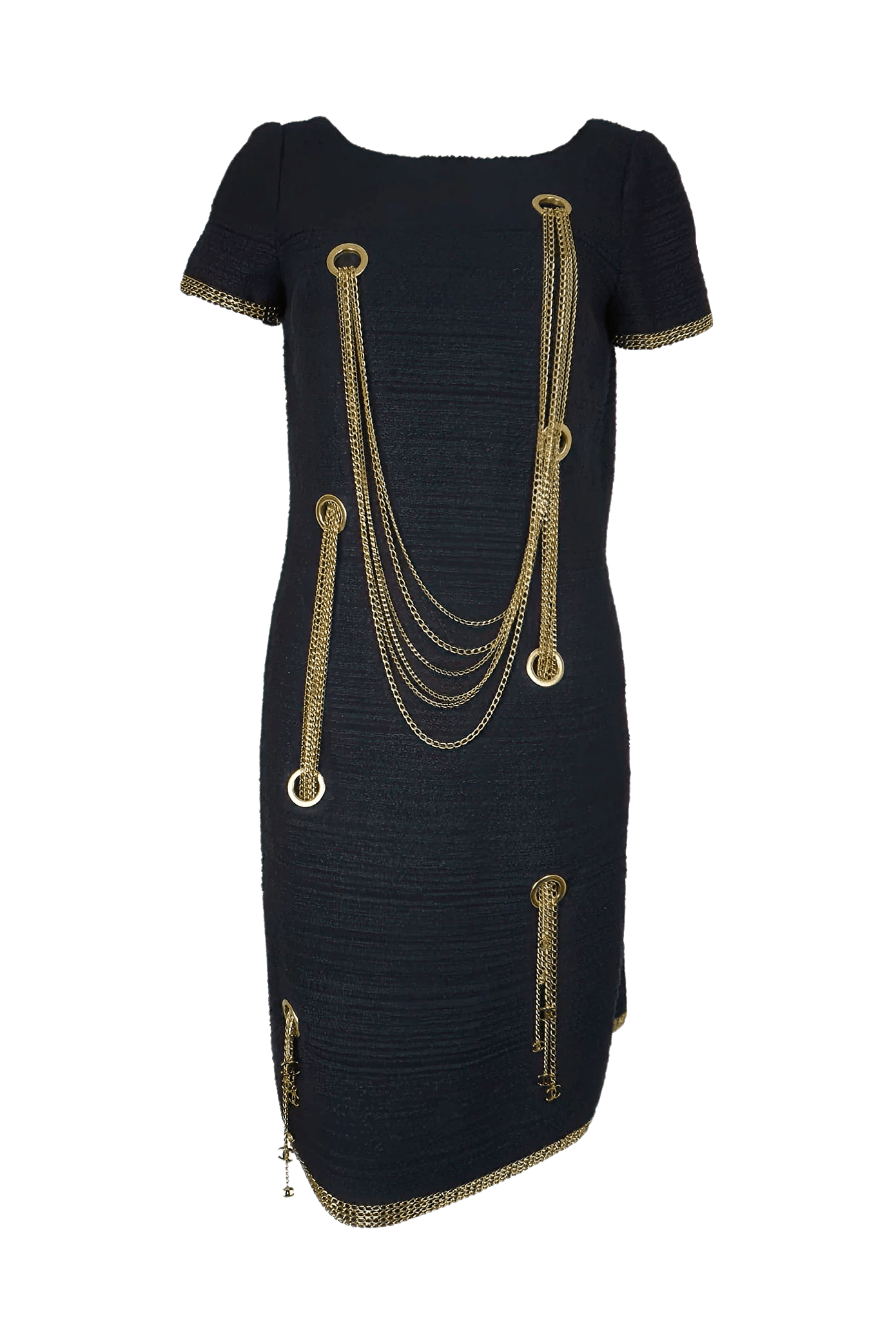 Chanel 2008 Chain Tweed Dress - Foxy Couture Carmel Chanel 2008 Chain Tweed Dress - Foxy Couture Carmel