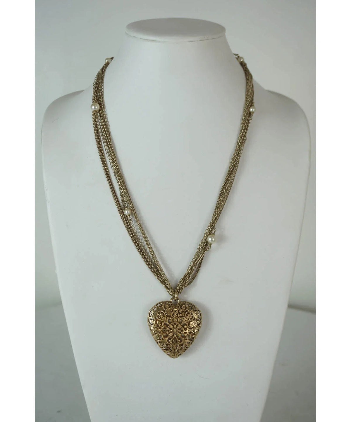 Chanel 2008 Filigree Lucky Charms Heart Necklace