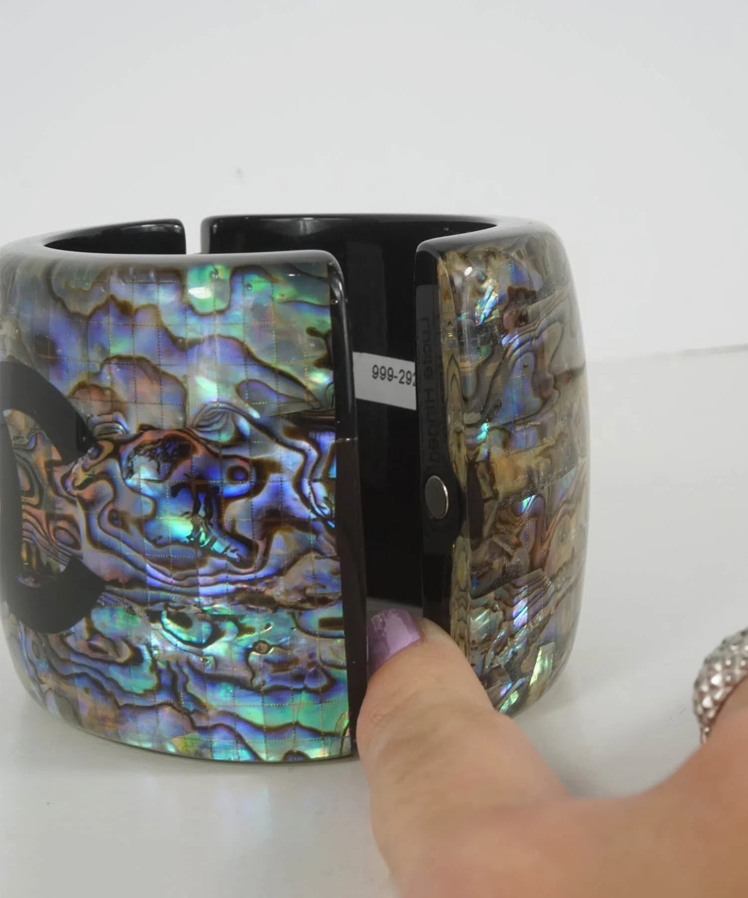 Chanel 2012 Abalone & Lucite CC Hinged Bracelet - Foxy Couture Carmel