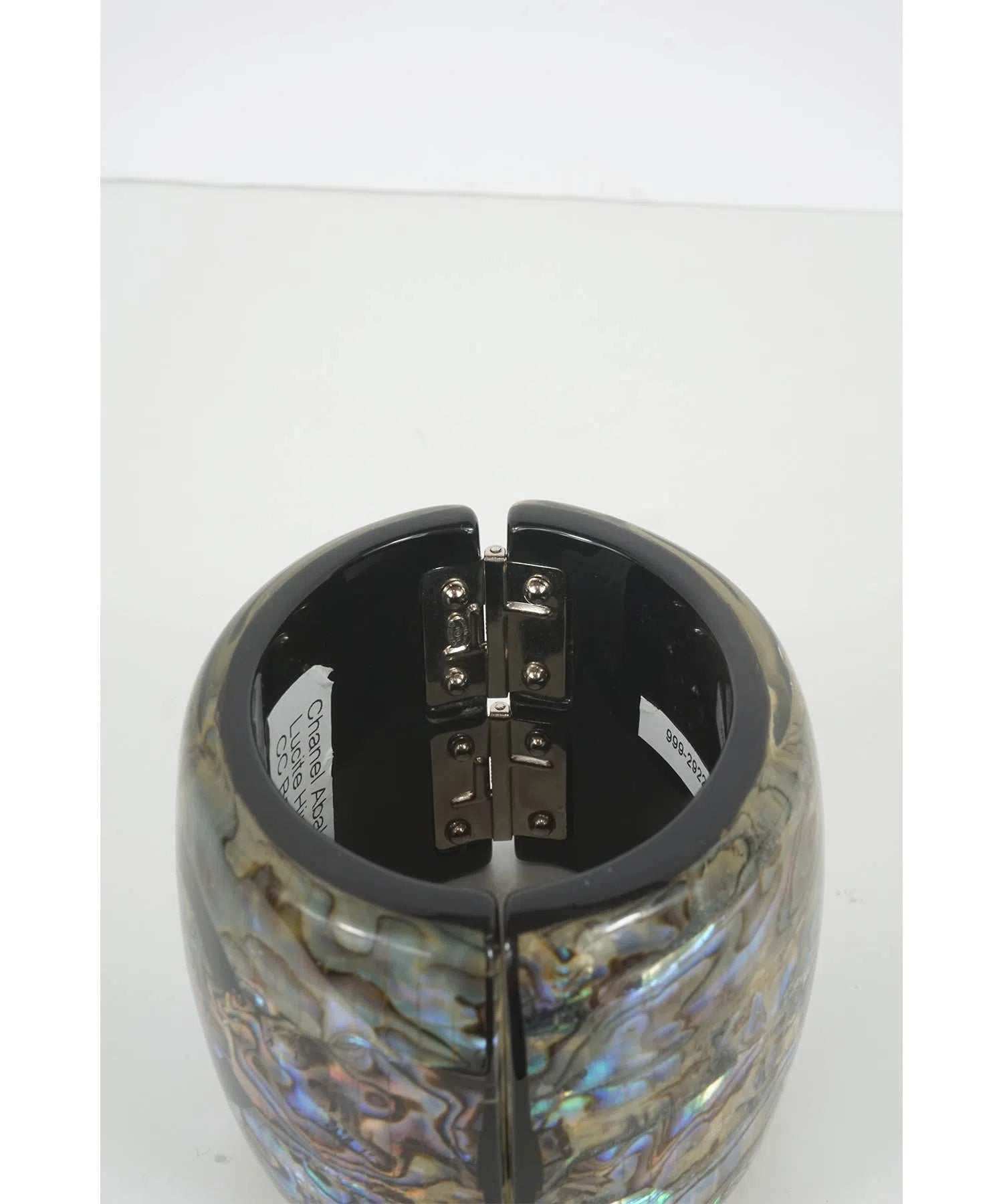 Chanel 2012 Abalone & Lucite CC Hinged Bracelet