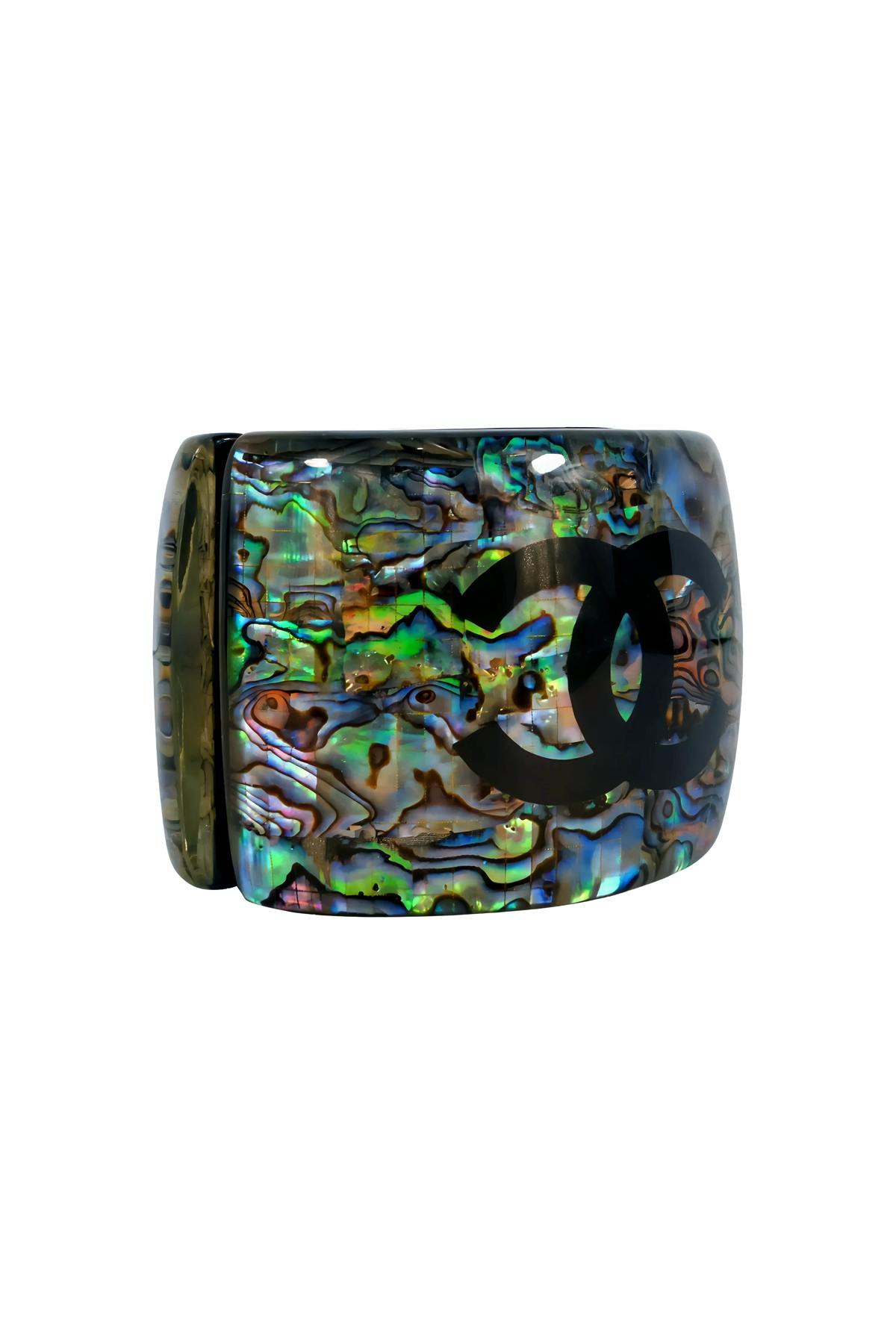 Chanel 2012 Abalone &amp; Lucite CC Hinged Bracelet