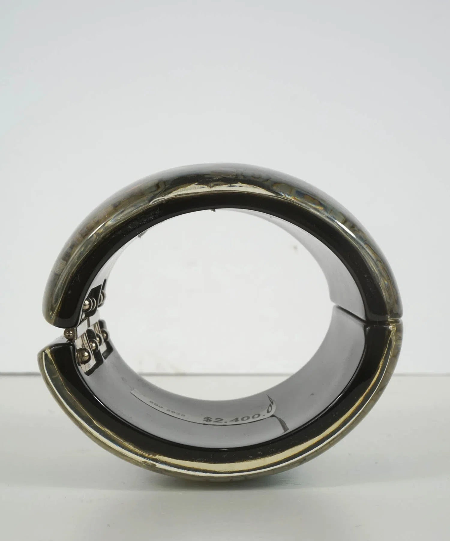 Chanel 2012 Abalone & Lucite CC Hinged Bracelet - Foxy Couture Carmel