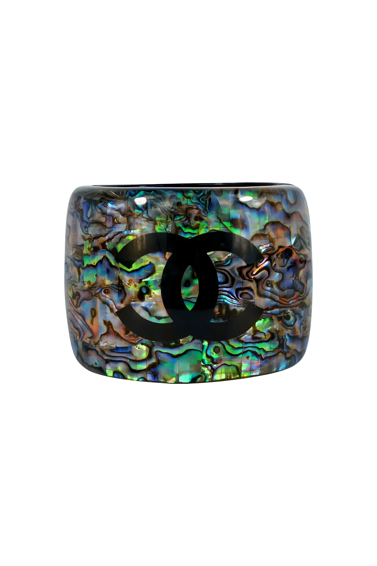 Chanel 2012 Abalone &amp; Lucite CC Hinged Bracelet