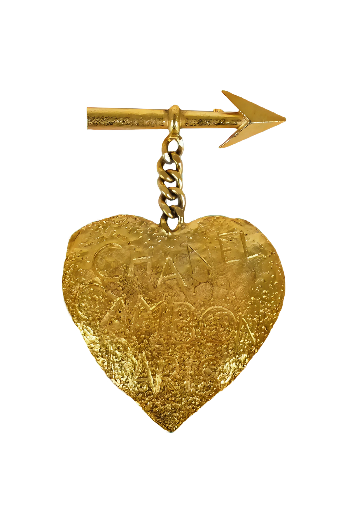 Chanel 24k Gold Plated Heart and Arrow Brooch 1993 P