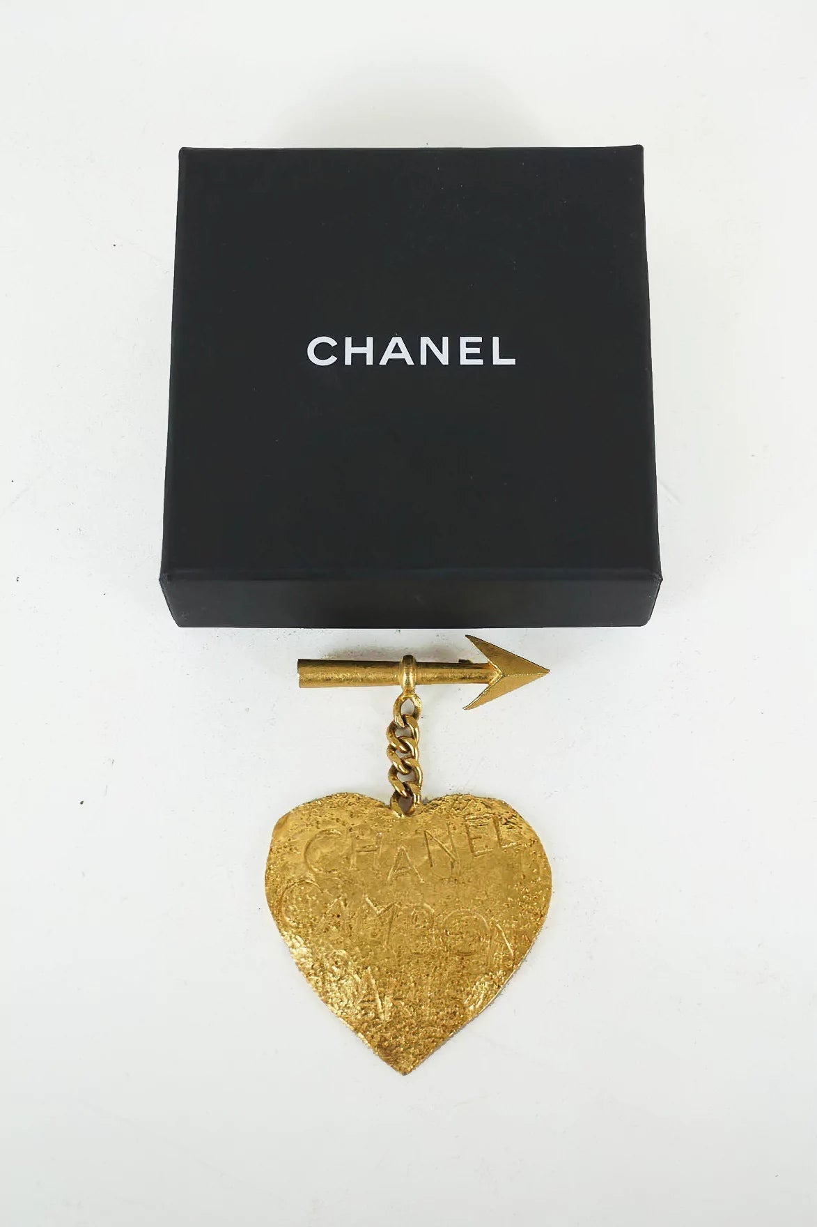 Chanel 24k Gold Plated Heart and Arrow Brooch 1993 P