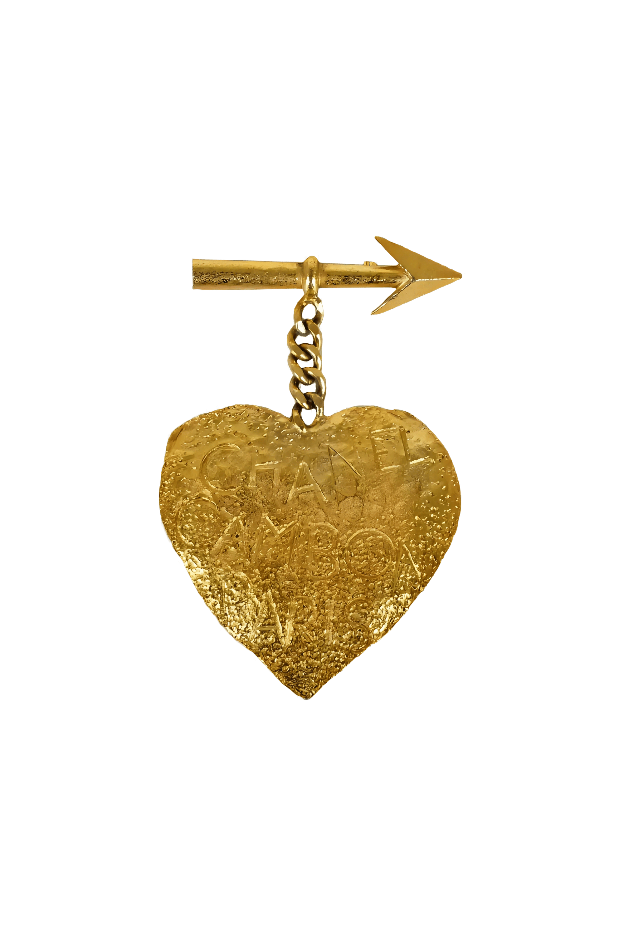 Chanel 24k Gold Plated Heart and Arrow Brooch 1993 P - Foxy Couture Carmel