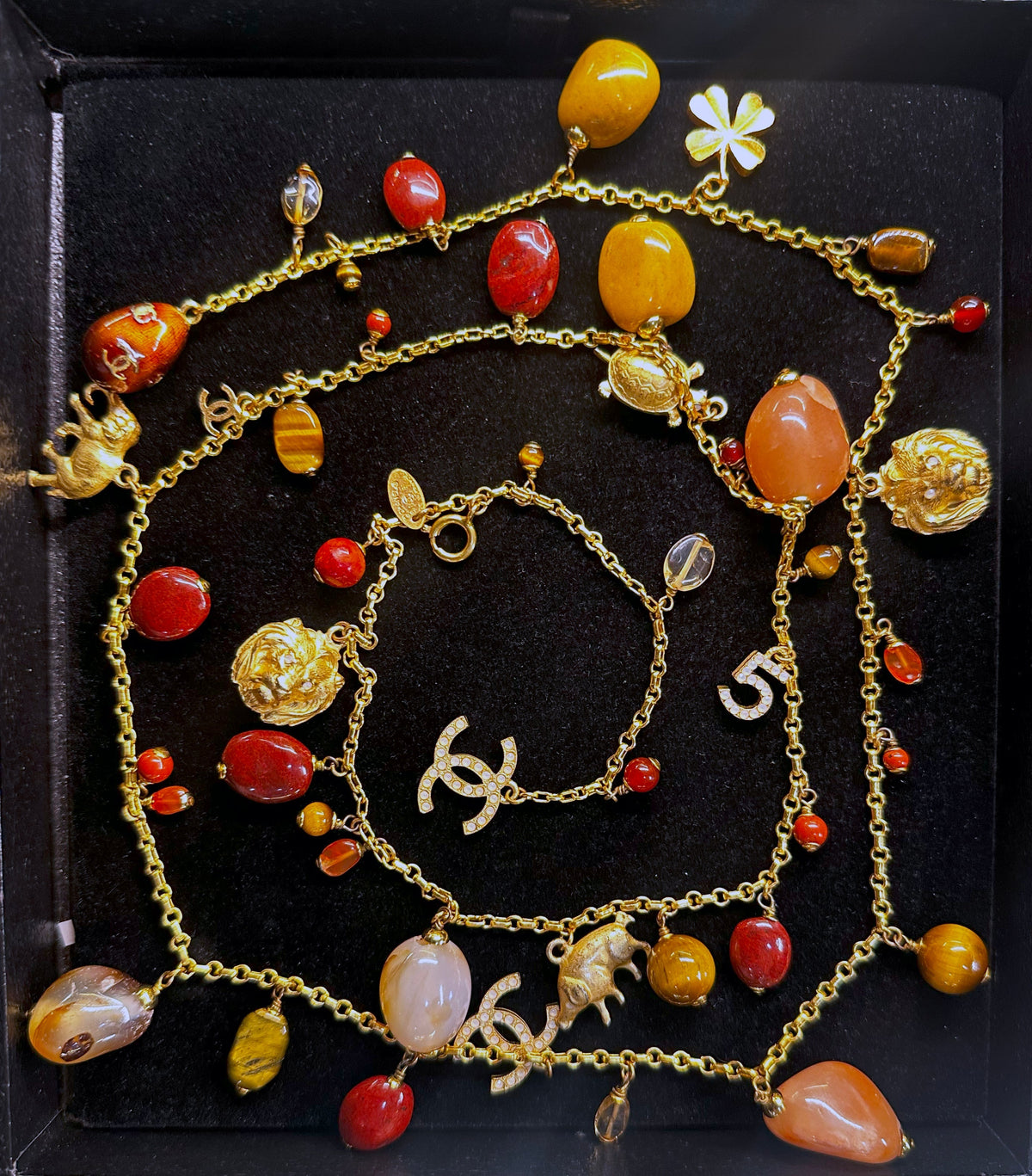 Chanel Animal Charm and Gemstone Bead Necklace 2001